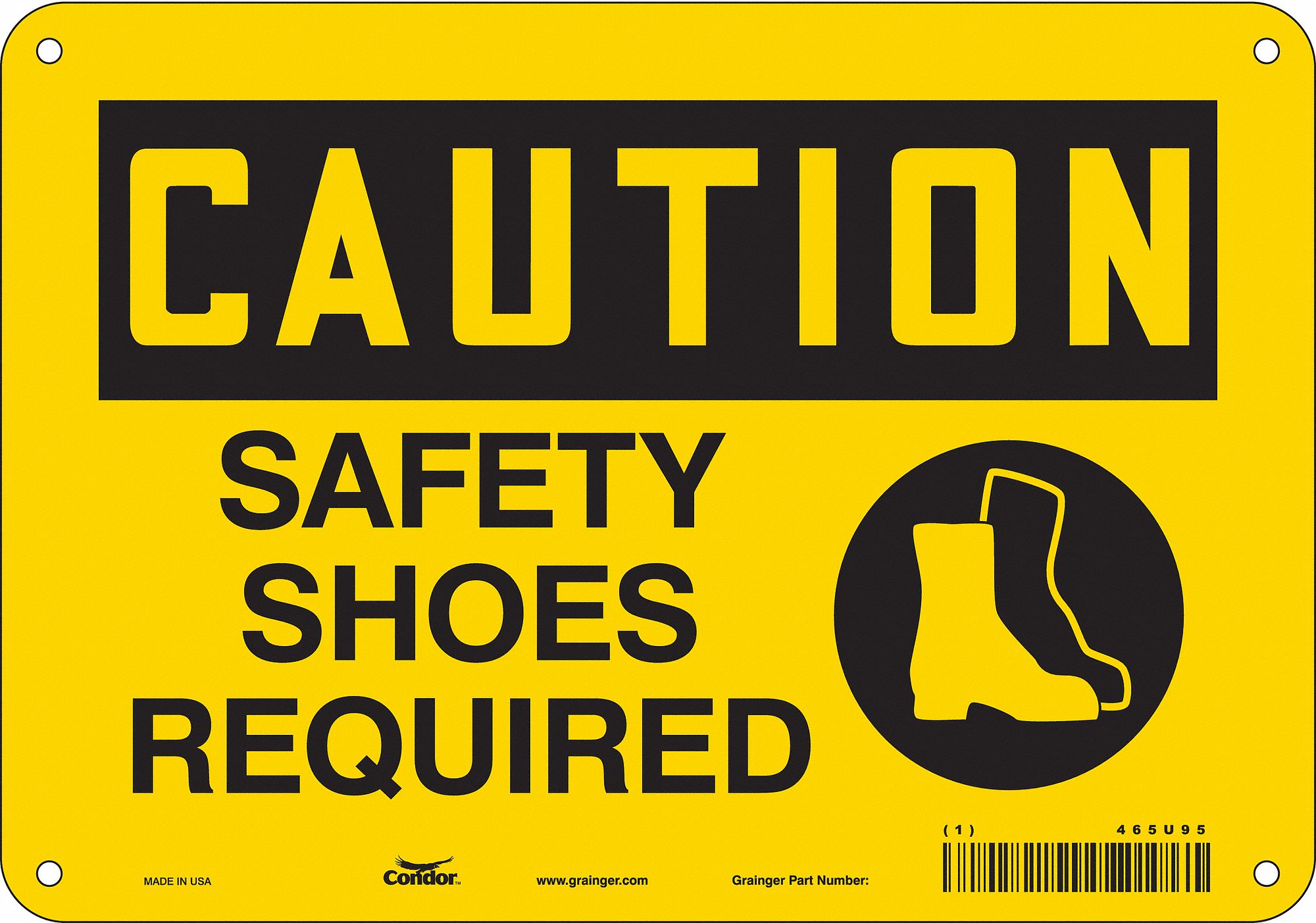 Safety Sign: Aluminum, Mounting Holes Sign Mounting, 7 in x 10 in Nominal Sign Size, 0.032 in Thick