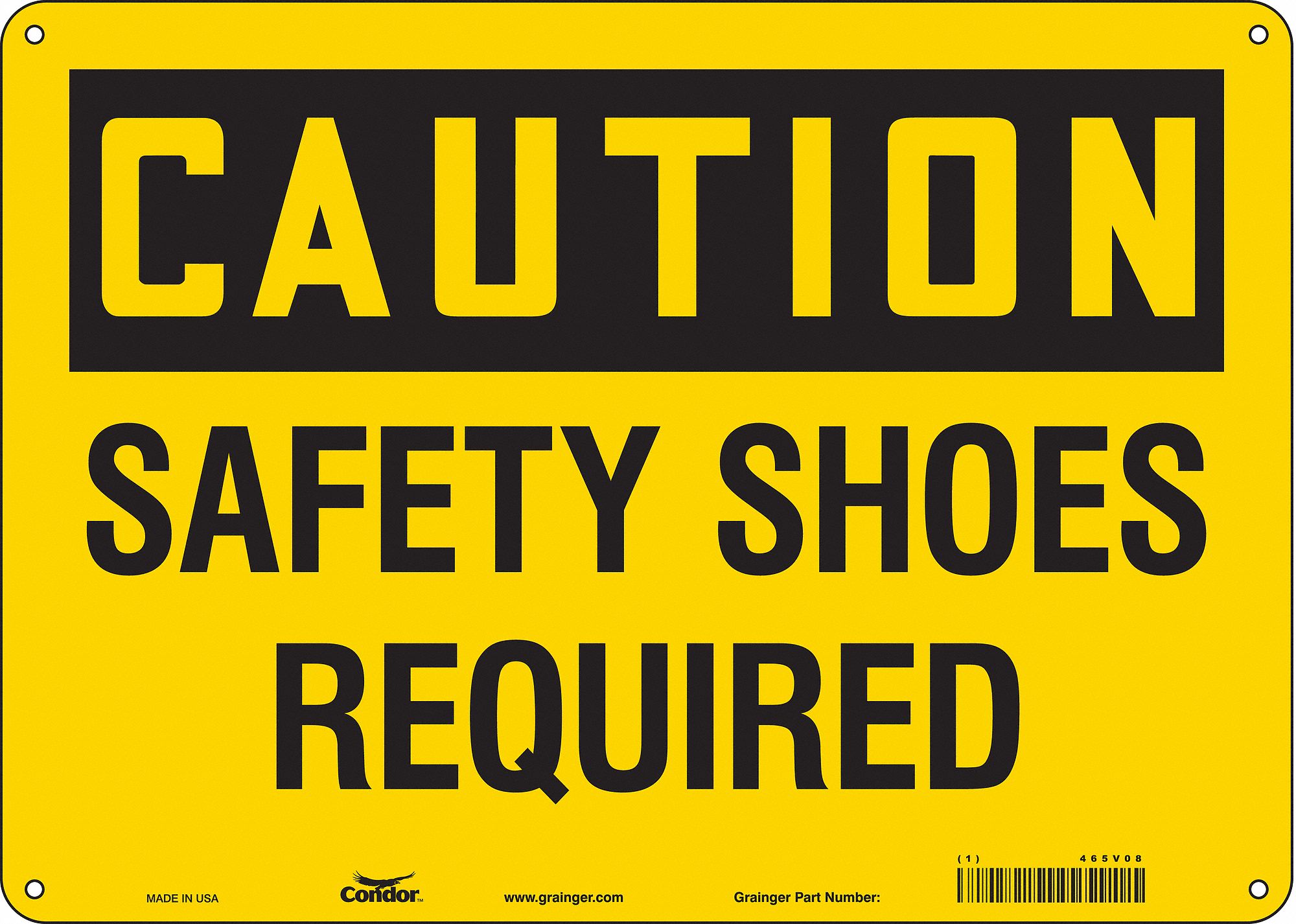 Safety Sign: Polyethylene, Mounting Holes Sign Mounting, 10 in x 14 in Nominal Sign Size, Caution