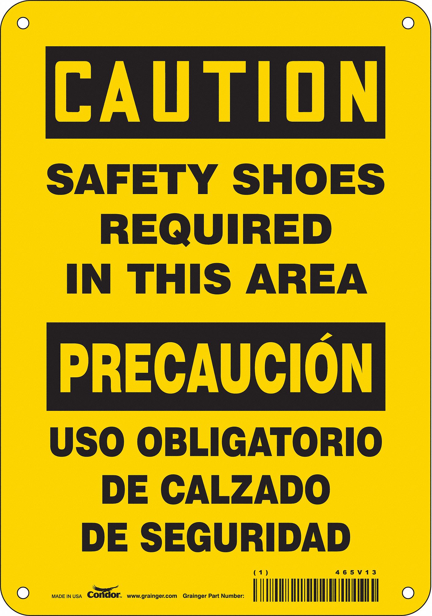 Safety Sign: Aluminum, Mounting Holes Sign Mounting, 10 in x 7 in Nominal Sign Size, 0.032 in Thick