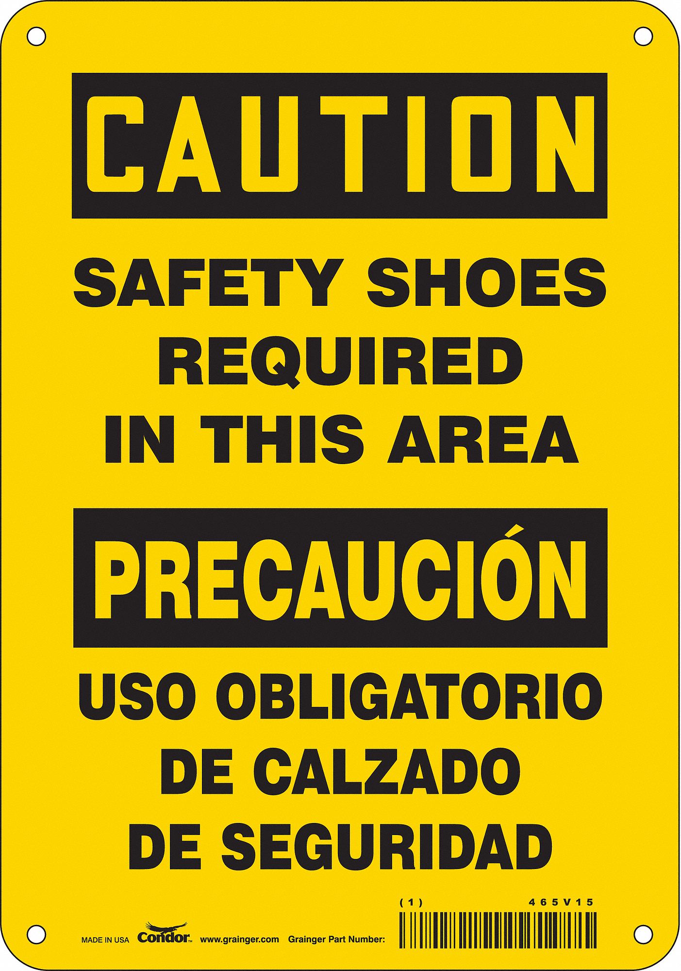 Safety Sign: Polyethylene, Mounting Holes Sign Mounting, 10 in x 7 in Nominal Sign Size, Wall