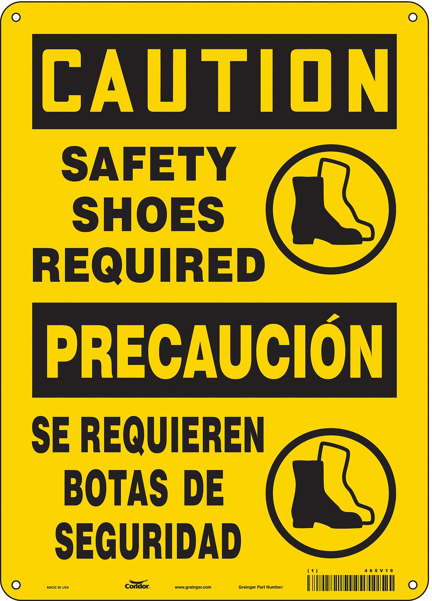 Safety Sign: Aluminum, Mounting Holes Sign Mounting, 14 in x 10 in Nominal Sign Size, 0.032 in Thick