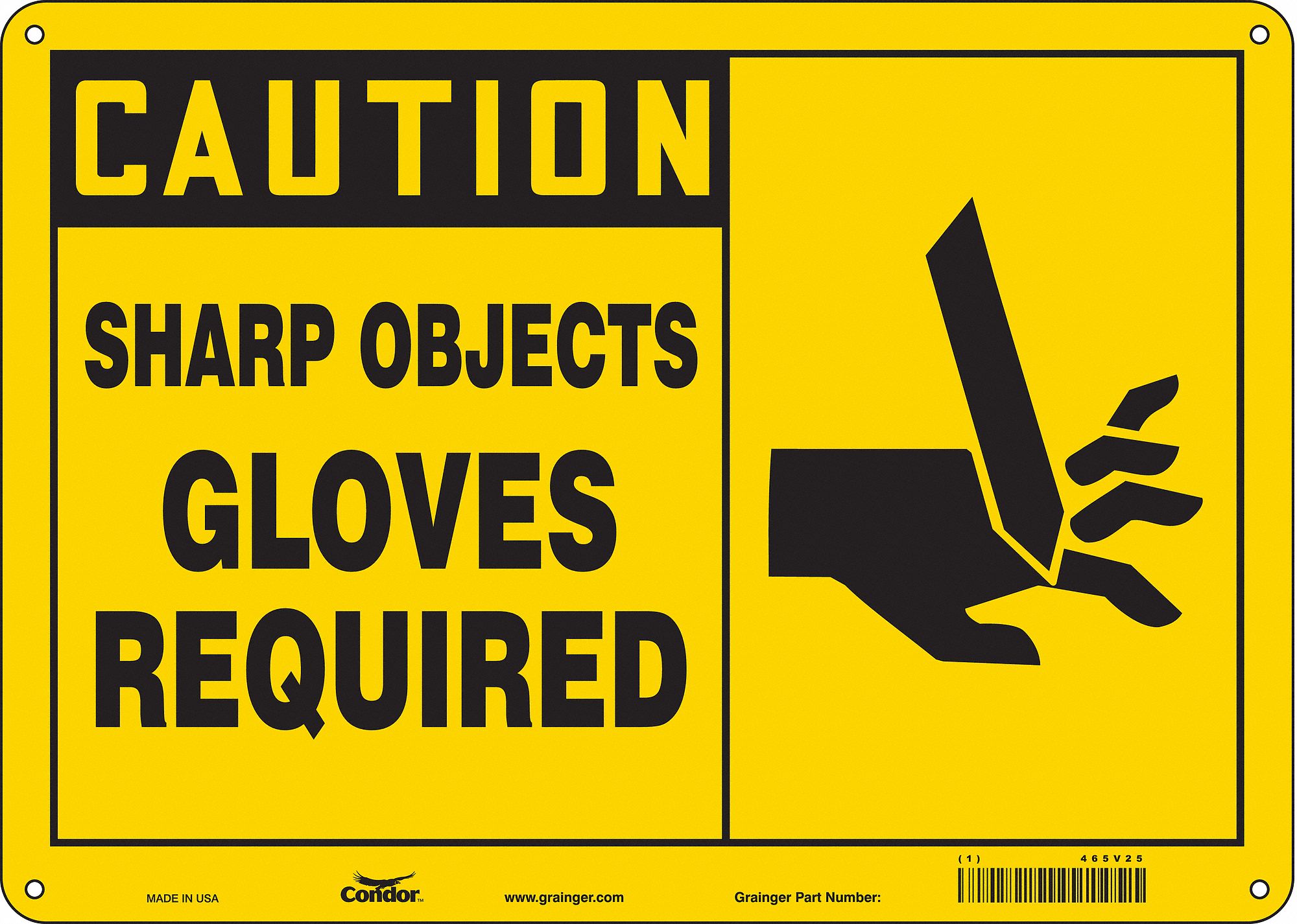 Safety Sign: Polyethylene, Mounting Holes Sign Mounting, 10 in x 14 in Nominal Sign Size, Caution