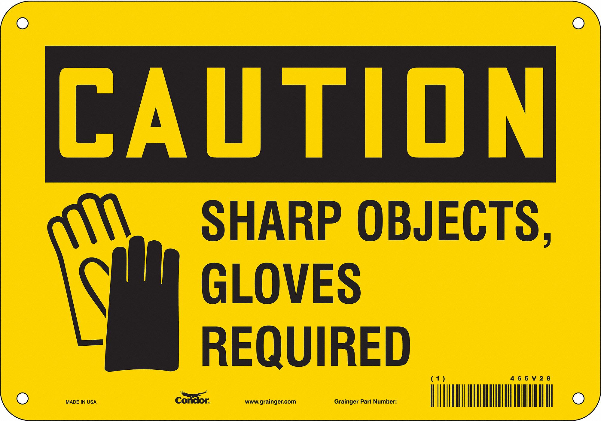 Safety Sign: Aluminum, Mounting Holes Sign Mounting, 7 in x 10 in Nominal Sign Size, 0.032 in Thick