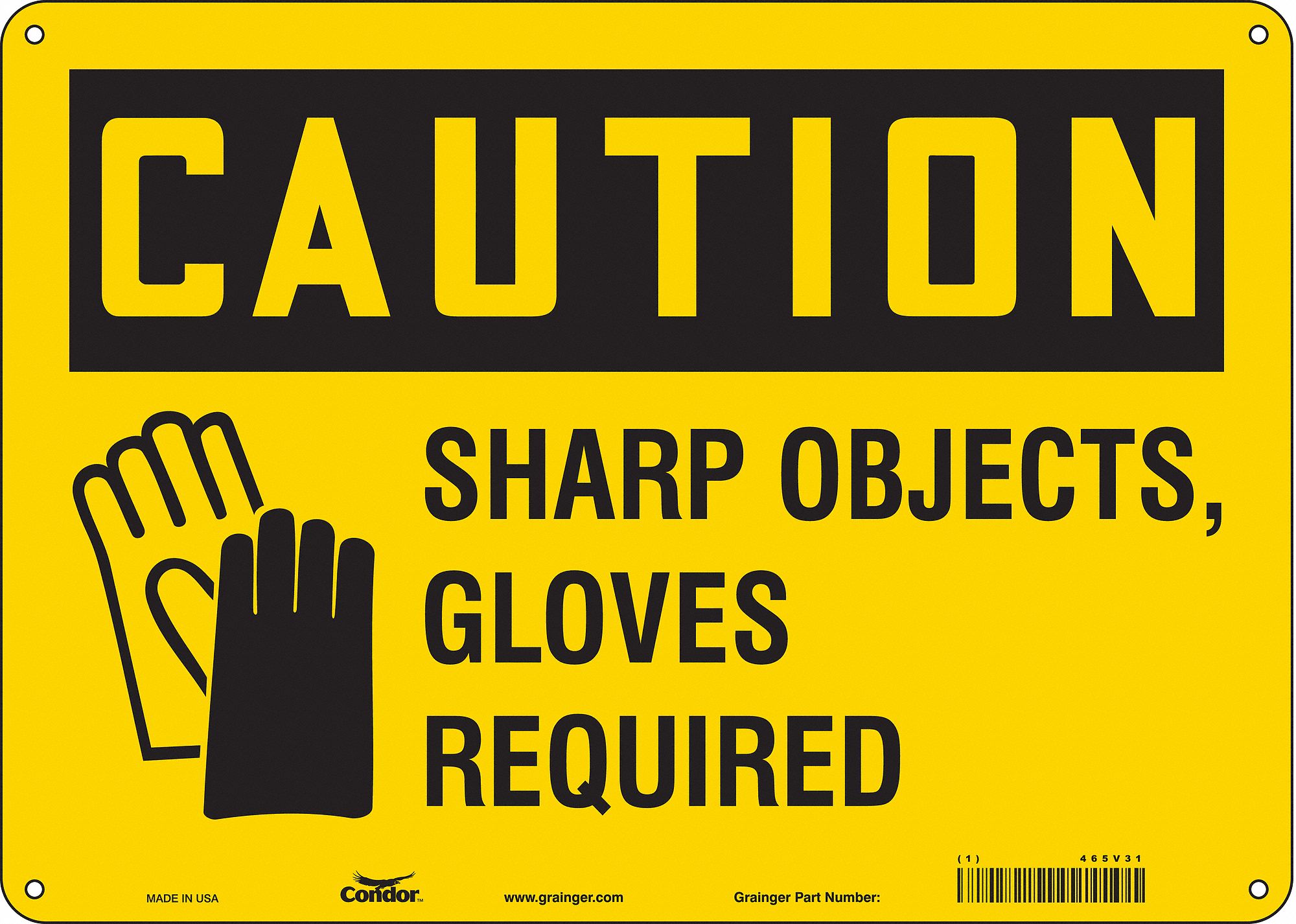 Safety Sign: Polyethylene, Mounting Holes Sign Mounting, 10 in x 14 in Nominal Sign Size, Caution