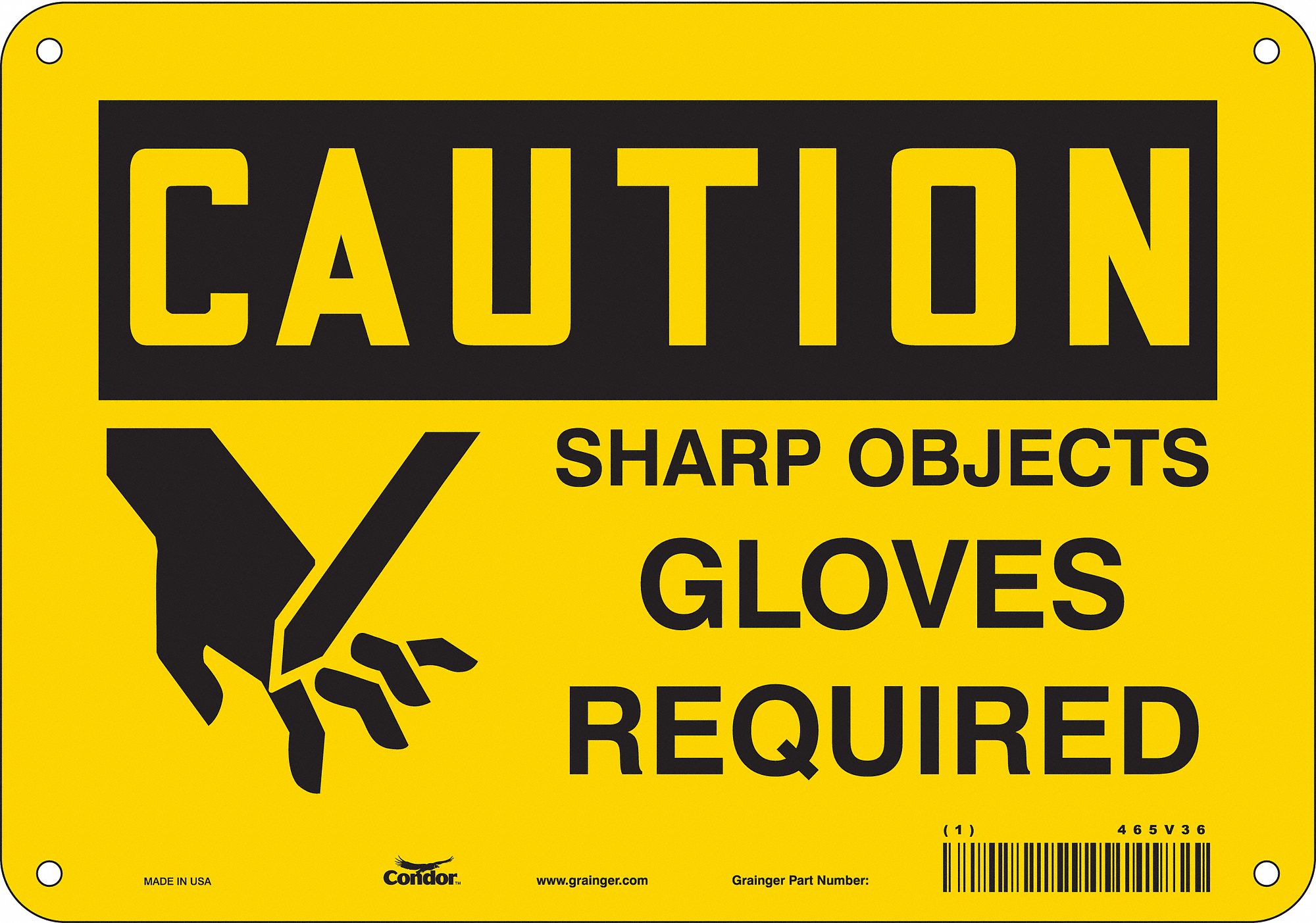 Safety Sign: Aluminum, Mounting Holes Sign Mounting, 7 in x 10 in Nominal Sign Size, 0.032 in Thick