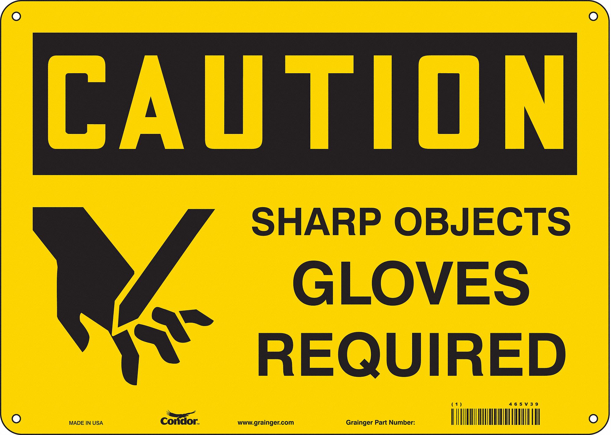 Safety Sign: Polyethylene, Mounting Holes Sign Mounting, 10 in x 14 in Nominal Sign Size, Caution