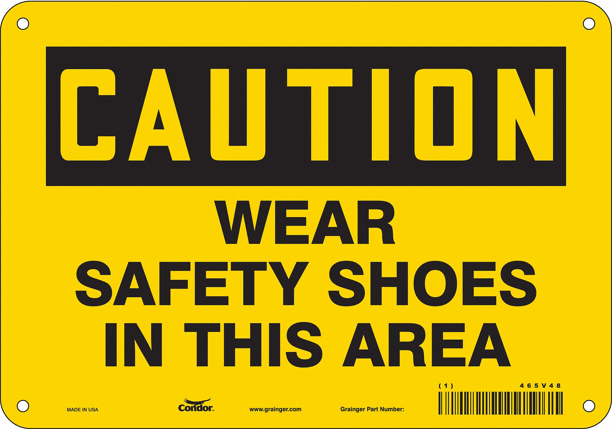 Safety Sign: Polyethylene, Mounting Holes Sign Mounting, 7 in x 10 in Nominal Sign Size, Caution