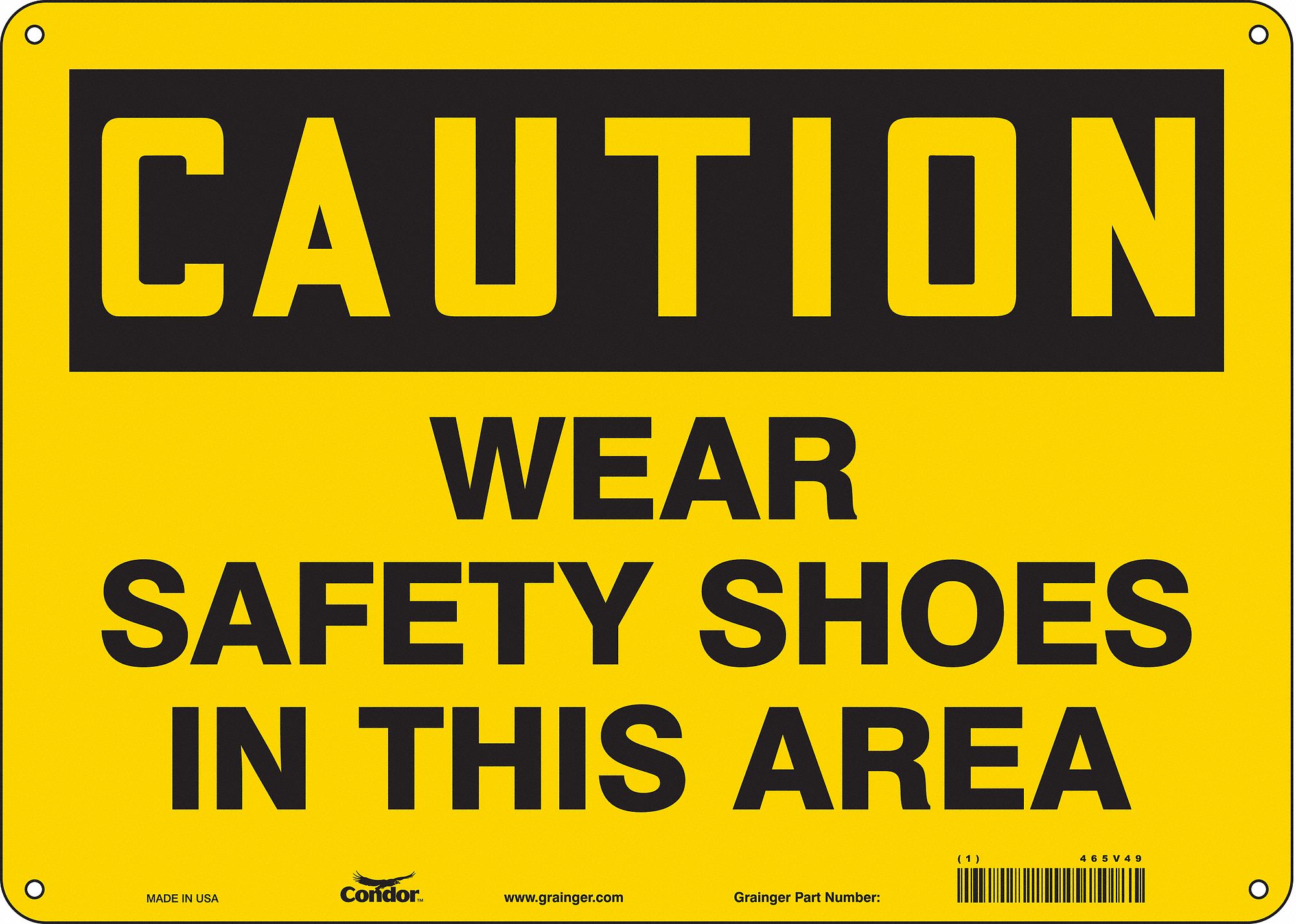 Safety Sign: Polyethylene, Mounting Holes Sign Mounting, 10 in x 14 in Nominal Sign Size, Caution