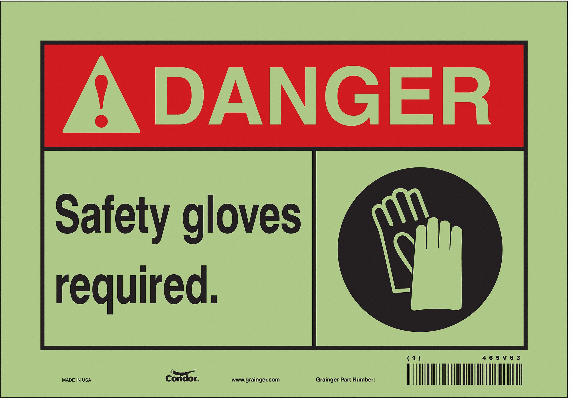 Safety Sign: Glow Vinyl, Adhesive Sign Mounting, 7 in x 10 in Nominal Sign Size, Not Retroreflective