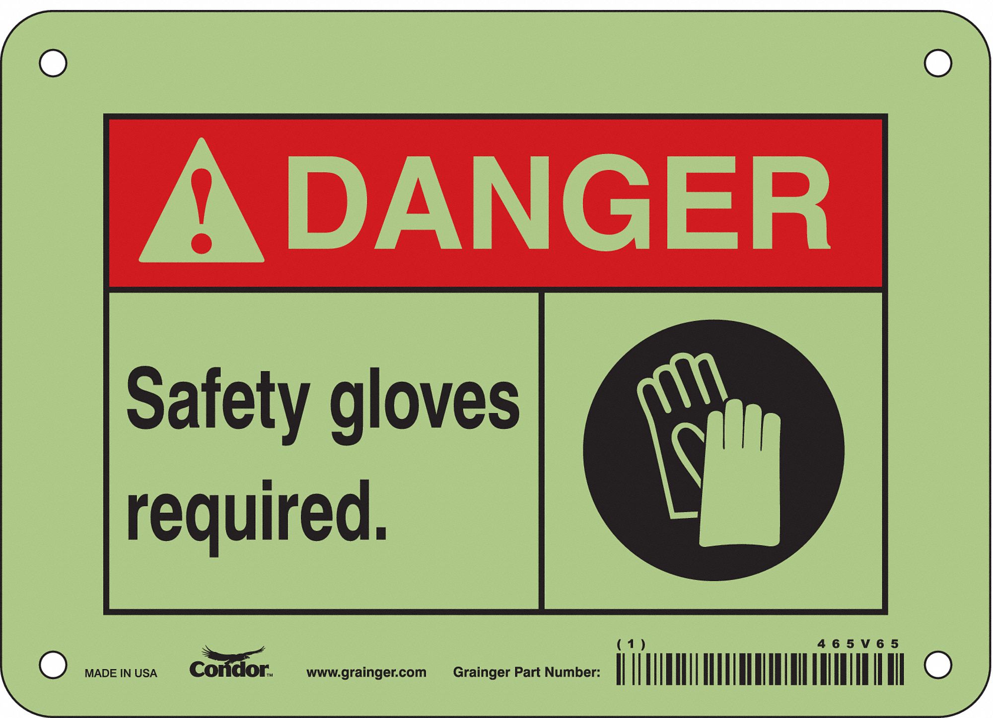 Safety Sign: Polyethylene, Mounting Holes Sign Mounting, 5 in x 7 in Nominal Sign Size