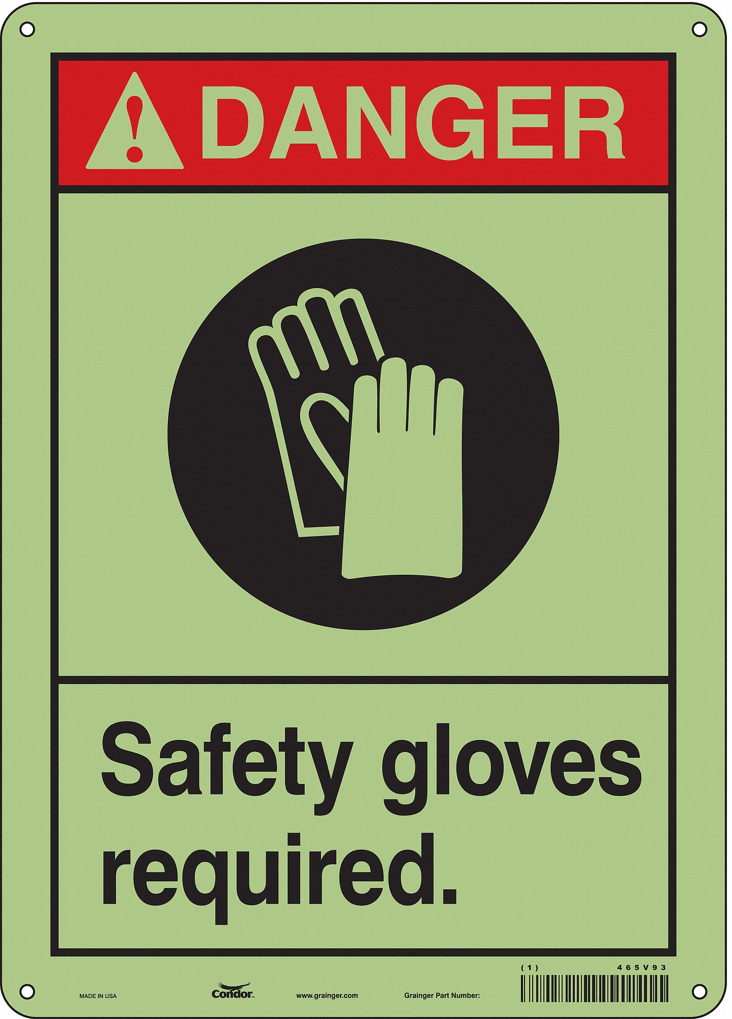 Safety Sign: Polyethylene, Mounting Holes Sign Mounting, 14 in x 10 in Nominal Sign Size, Danger