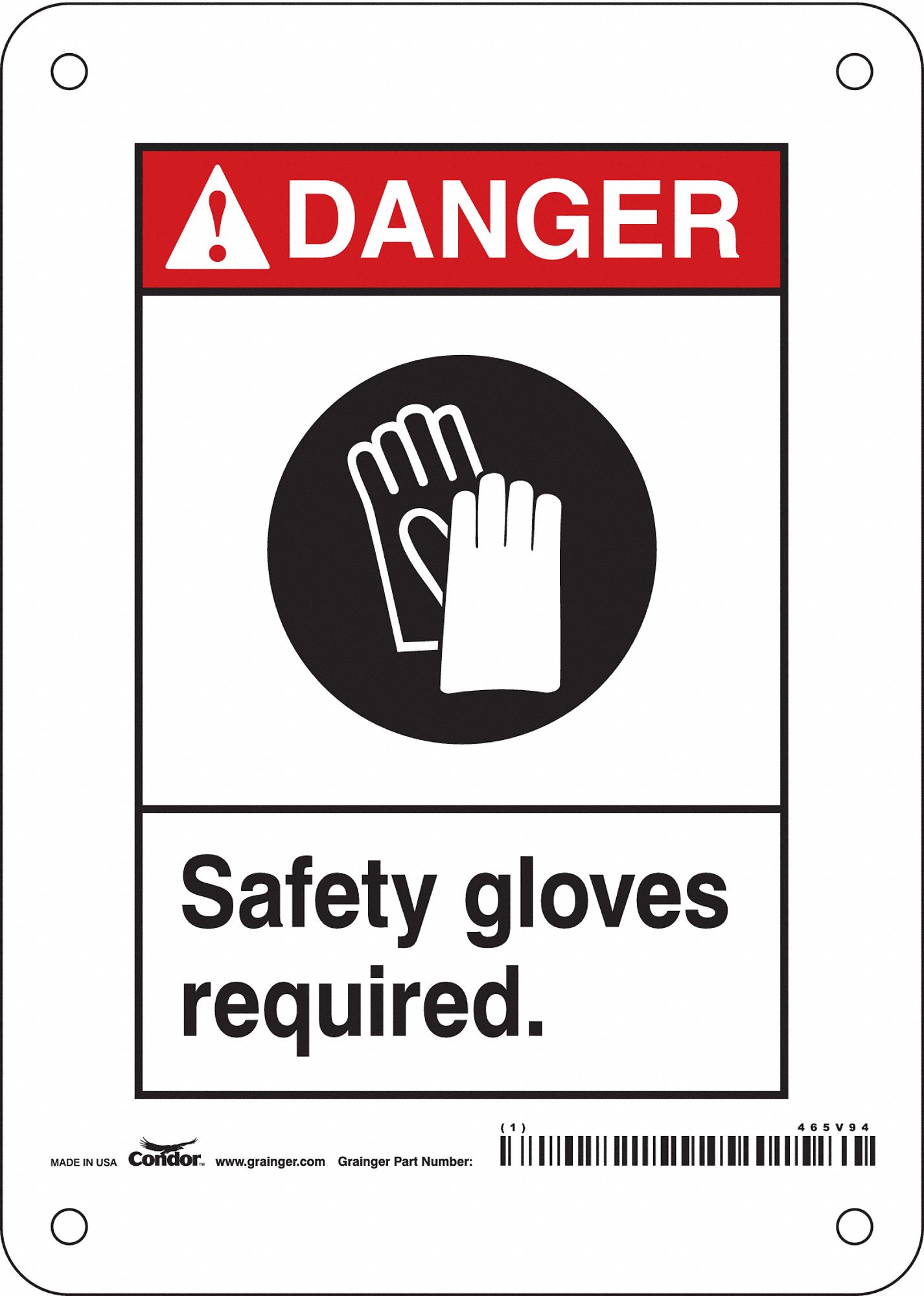 Safety Sign: Polyethylene, Mounting Holes Sign Mounting, 7 in x 5 in Nominal Sign Size