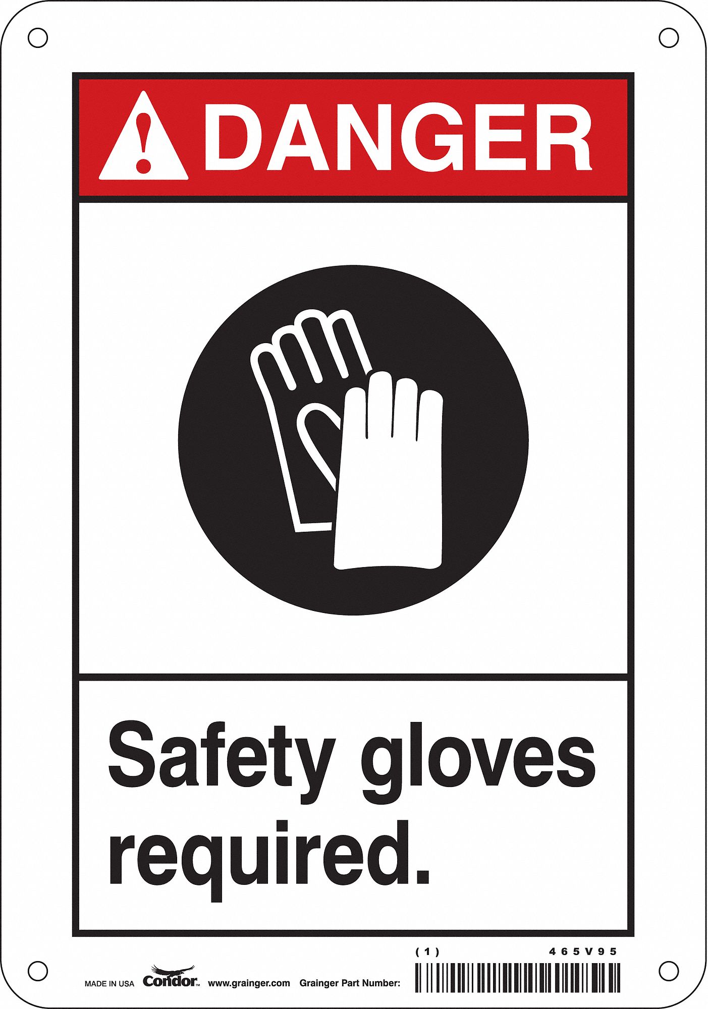 Safety Sign: Polyethylene, Mounting Holes Sign Mounting, 10 in x 7 in Nominal Sign Size