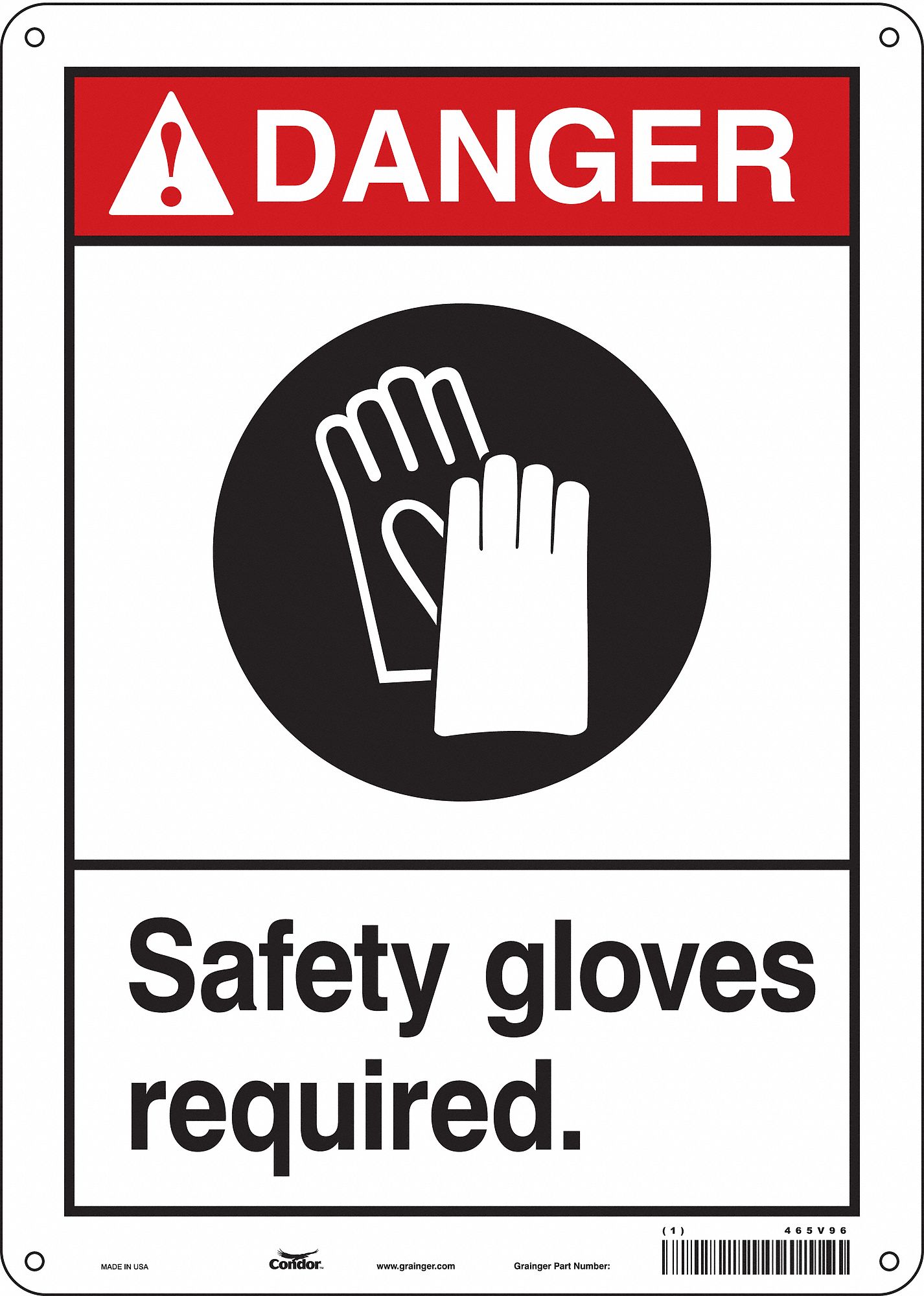Safety Sign: Polyethylene, Mounting Holes Sign Mounting, 14 in x 10 in Nominal Sign Size, Danger