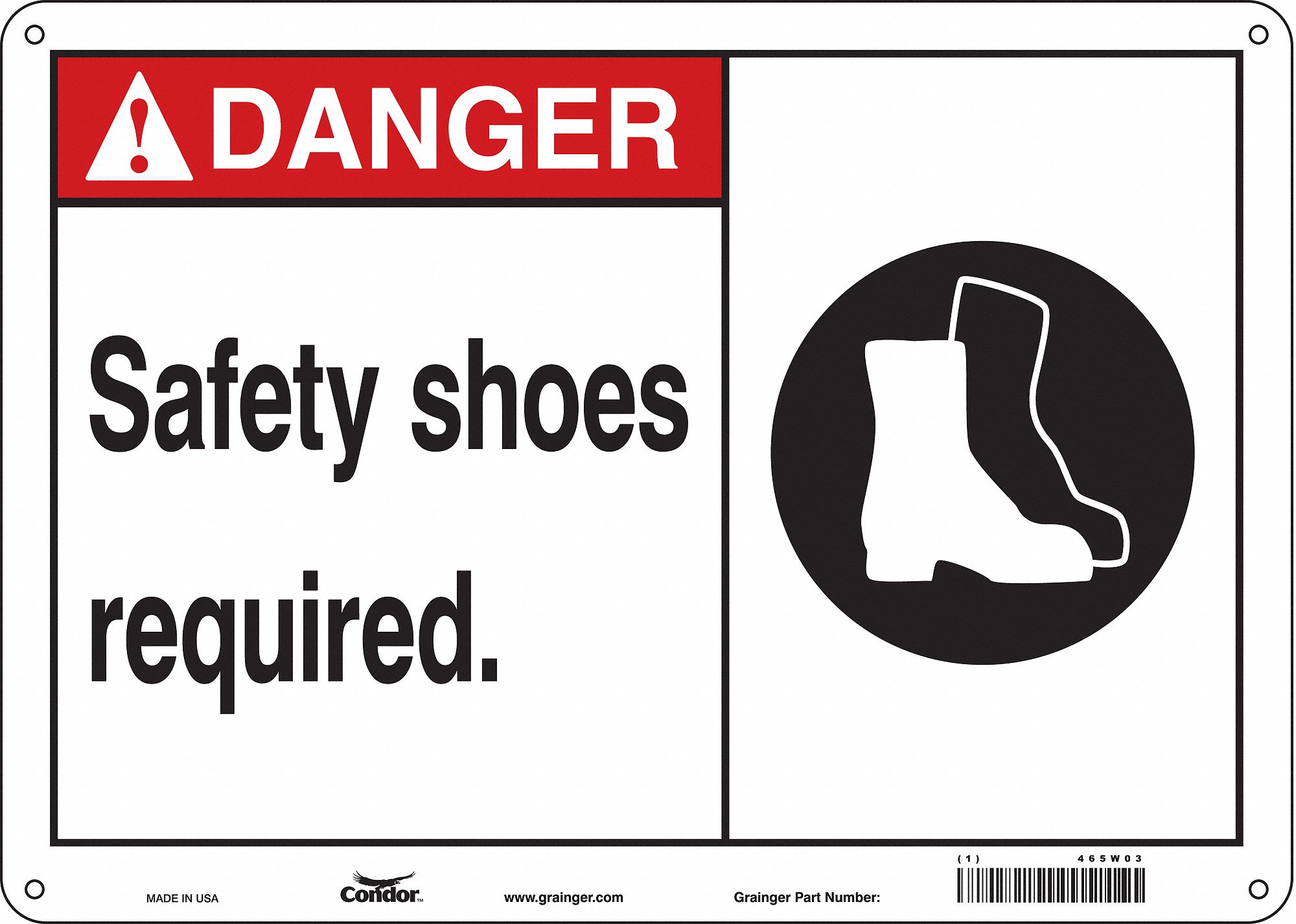 Safety Sign: Aluminum, Mounting Holes Sign Mounting, 10 in x 14 in Nominal Sign Size, 0.032 in Thick