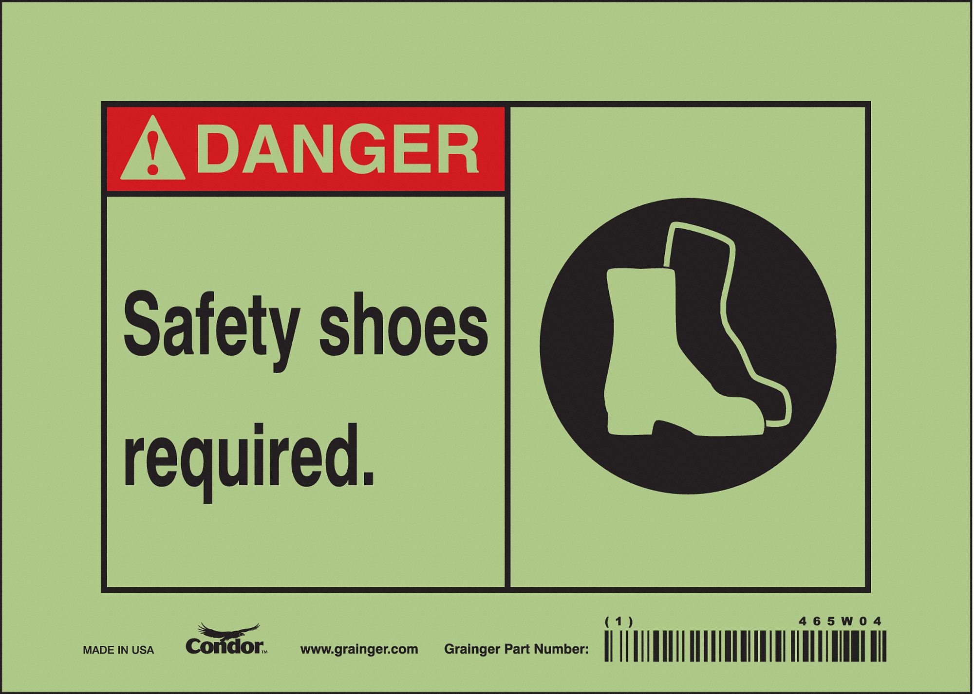 Safety Sign: Glow Vinyl, Adhesive Sign Mounting, 5 in x 7 in Nominal Sign Size, Not Retroreflective