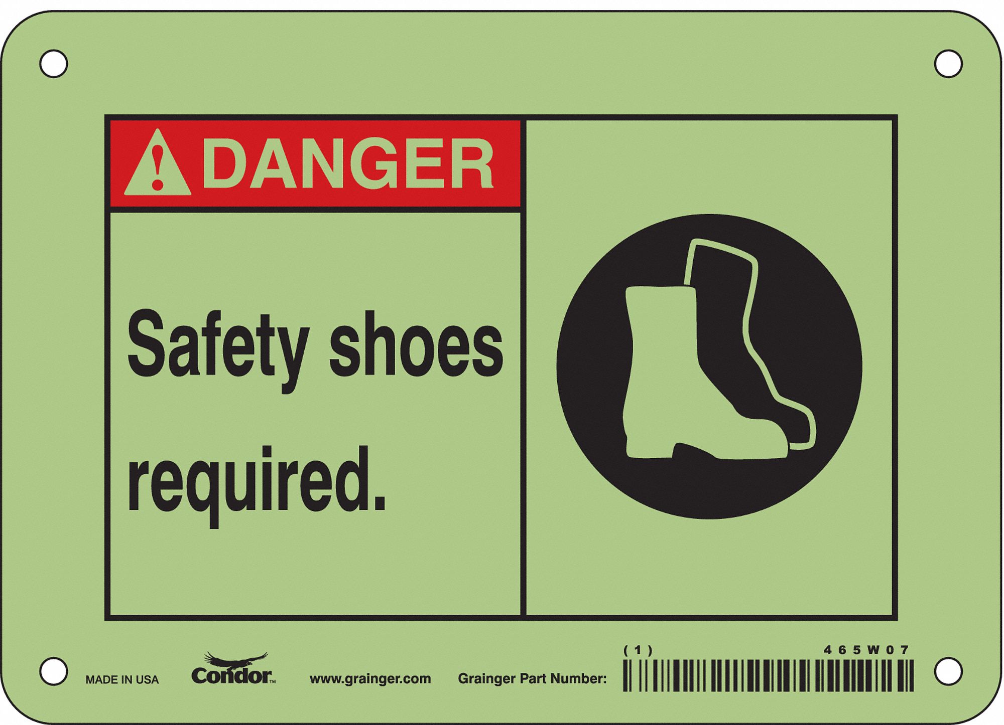Safety Sign: Polyethylene, Mounting Holes Sign Mounting, 5 in x 7 in Nominal Sign Size