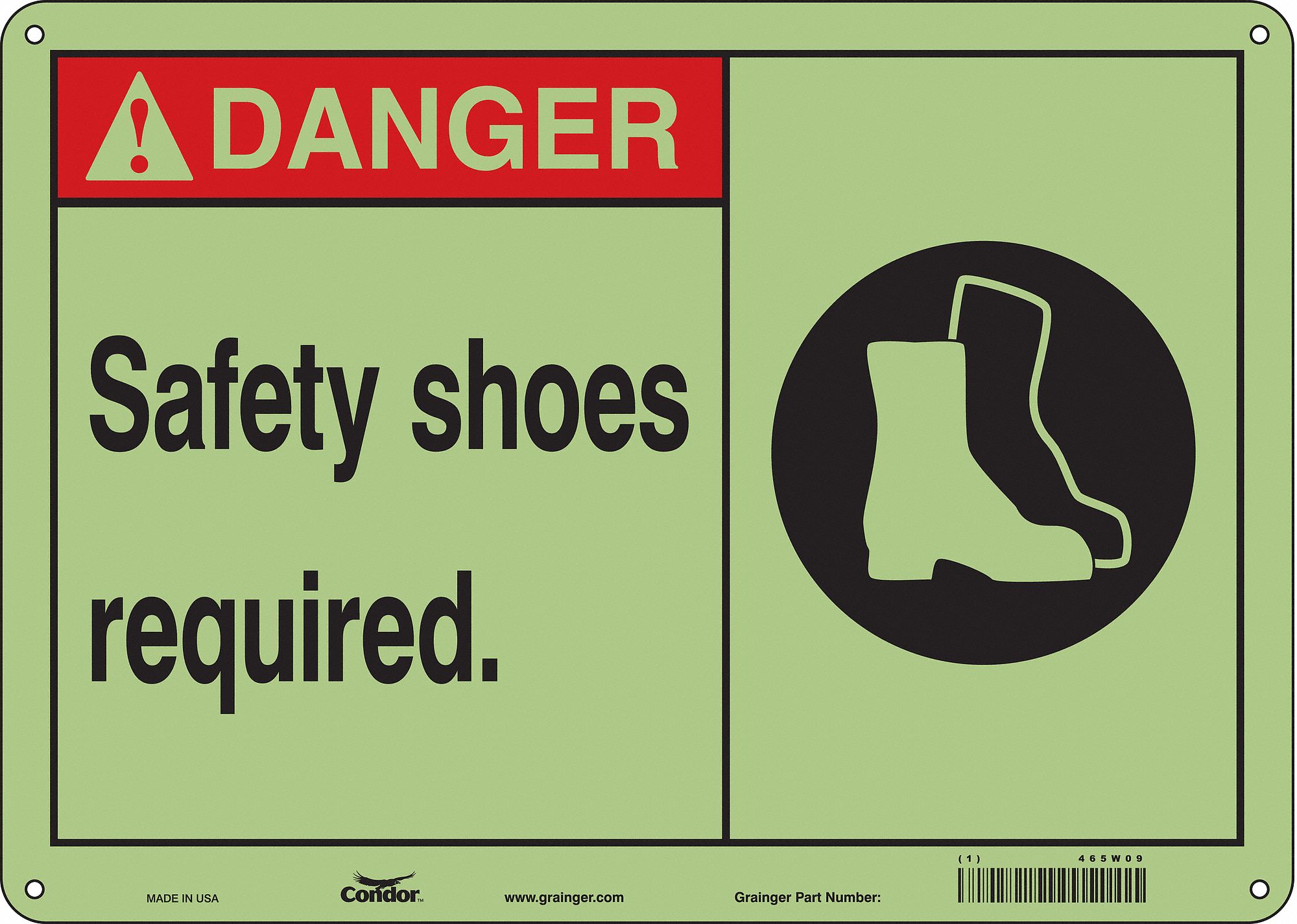 Safety Sign: Polyethylene, Mounting Holes Sign Mounting, 10 in x 14 in Nominal Sign Size, Danger