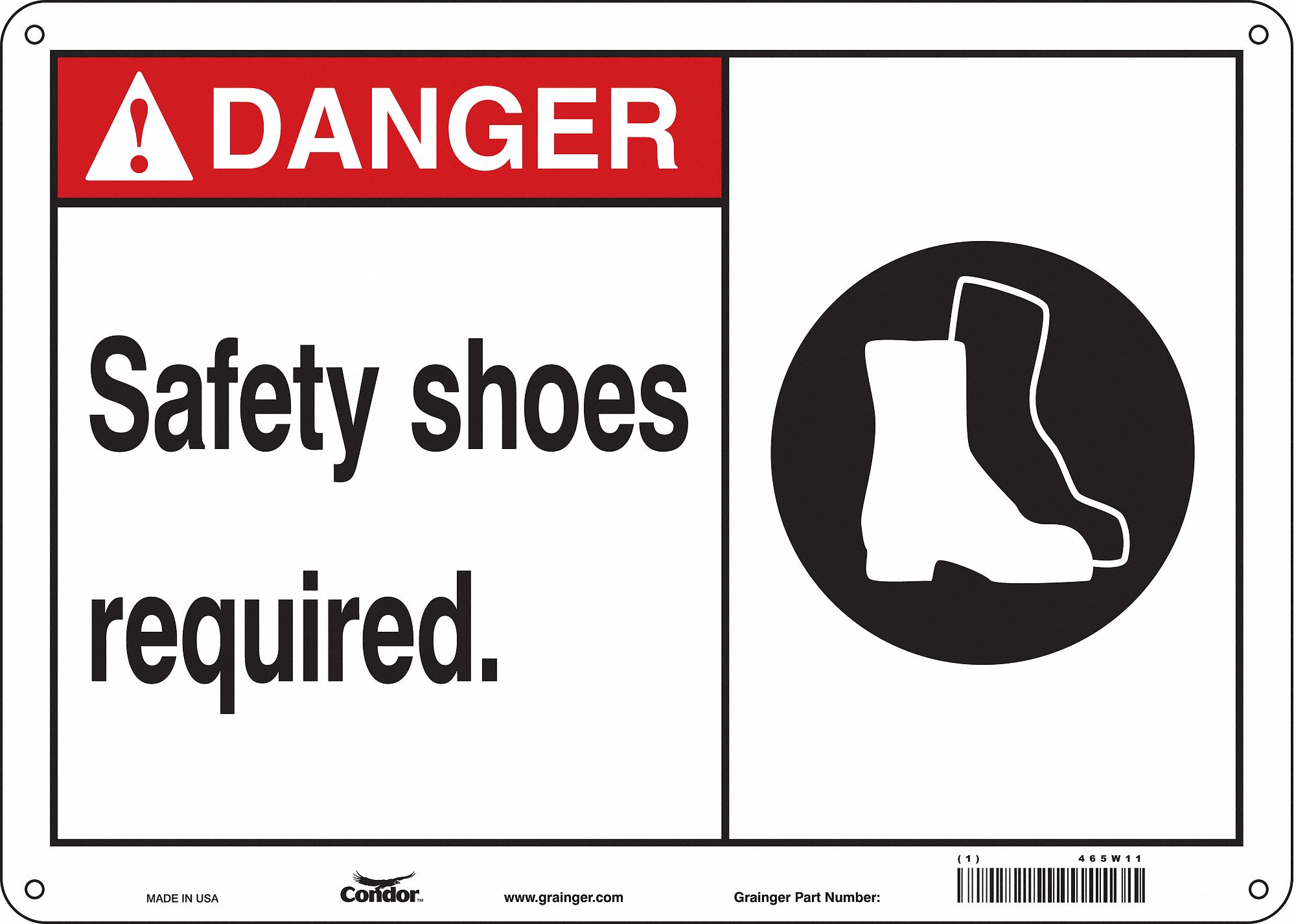 Safety Sign: Polyethylene, Mounting Holes Sign Mounting, 10 in x 14 in Nominal Sign Size, Danger