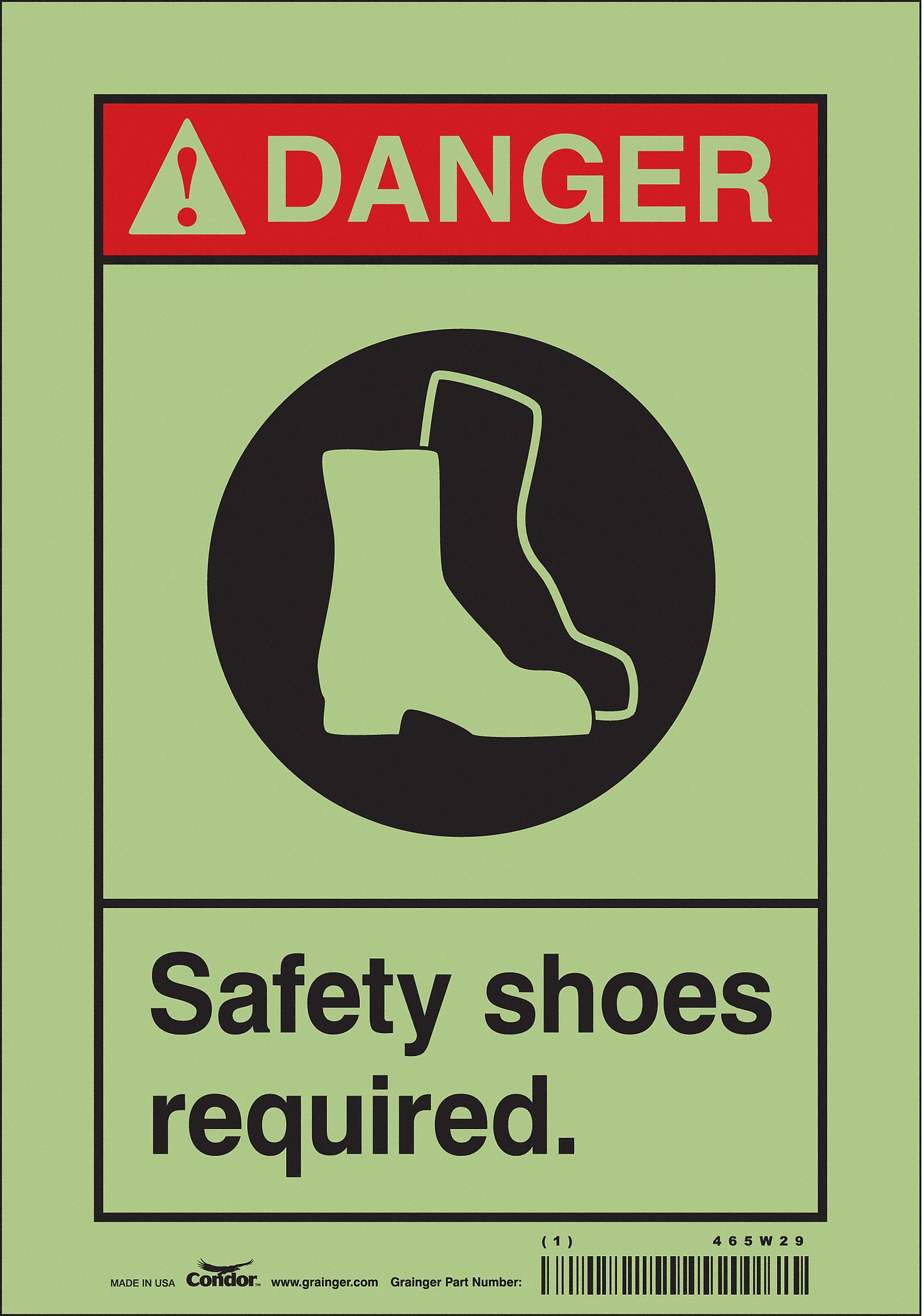 Safety Sign: Glow Vinyl, Adhesive Sign Mounting, 10 in x 7 in Nominal Sign Size, Not Retroreflective