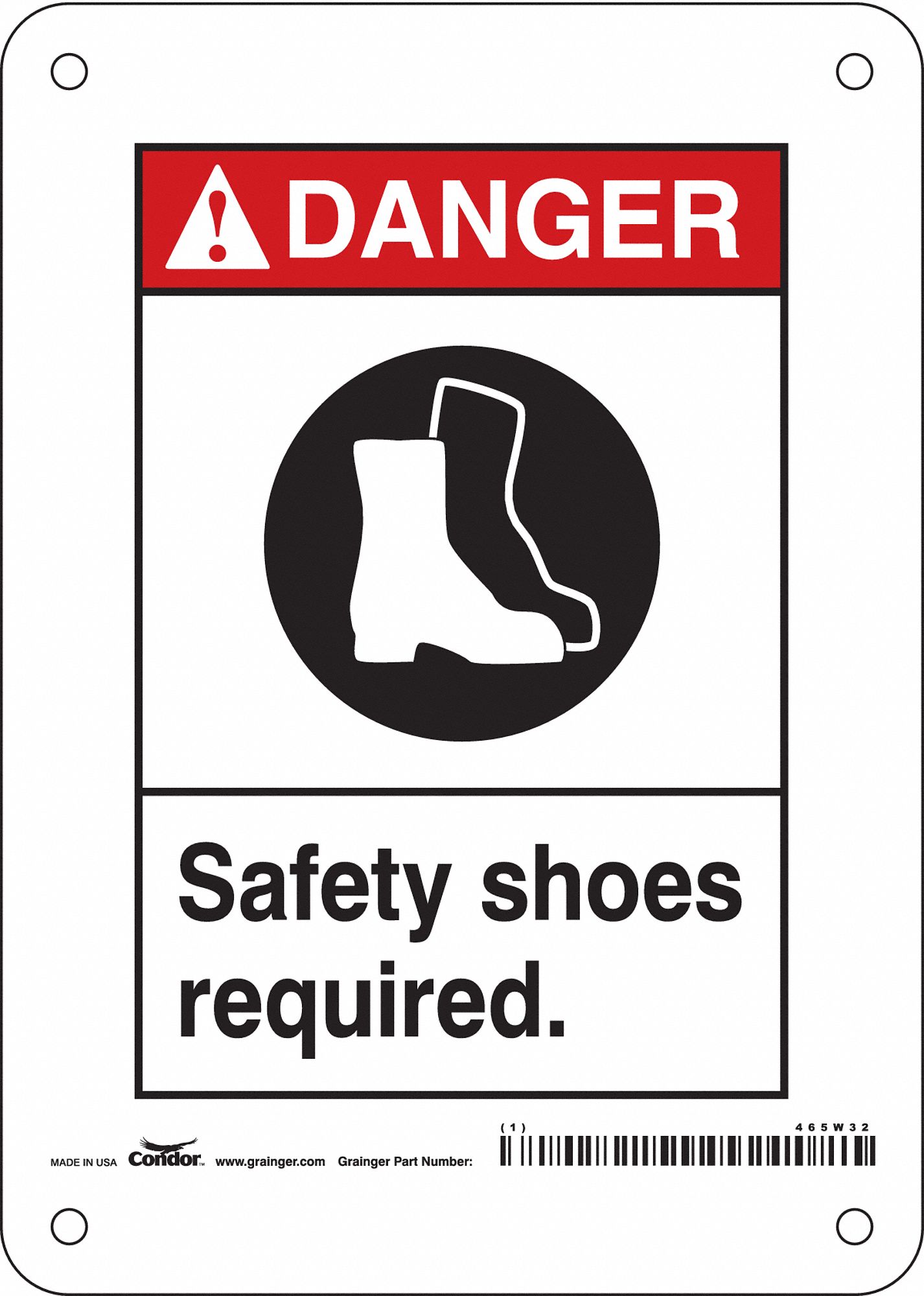 Safety Sign: Polyethylene, Mounting Holes Sign Mounting, 7 in x 5 in Nominal Sign Size