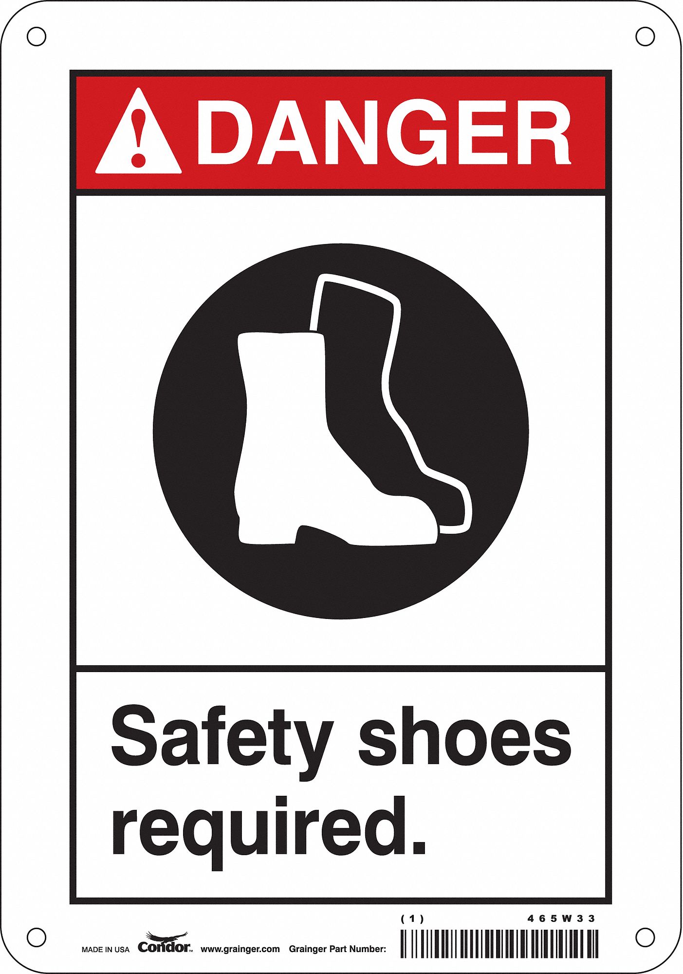 Safety Sign: Polyethylene, Mounting Holes Sign Mounting, 10 in x 7 in Nominal Sign Size, Danger