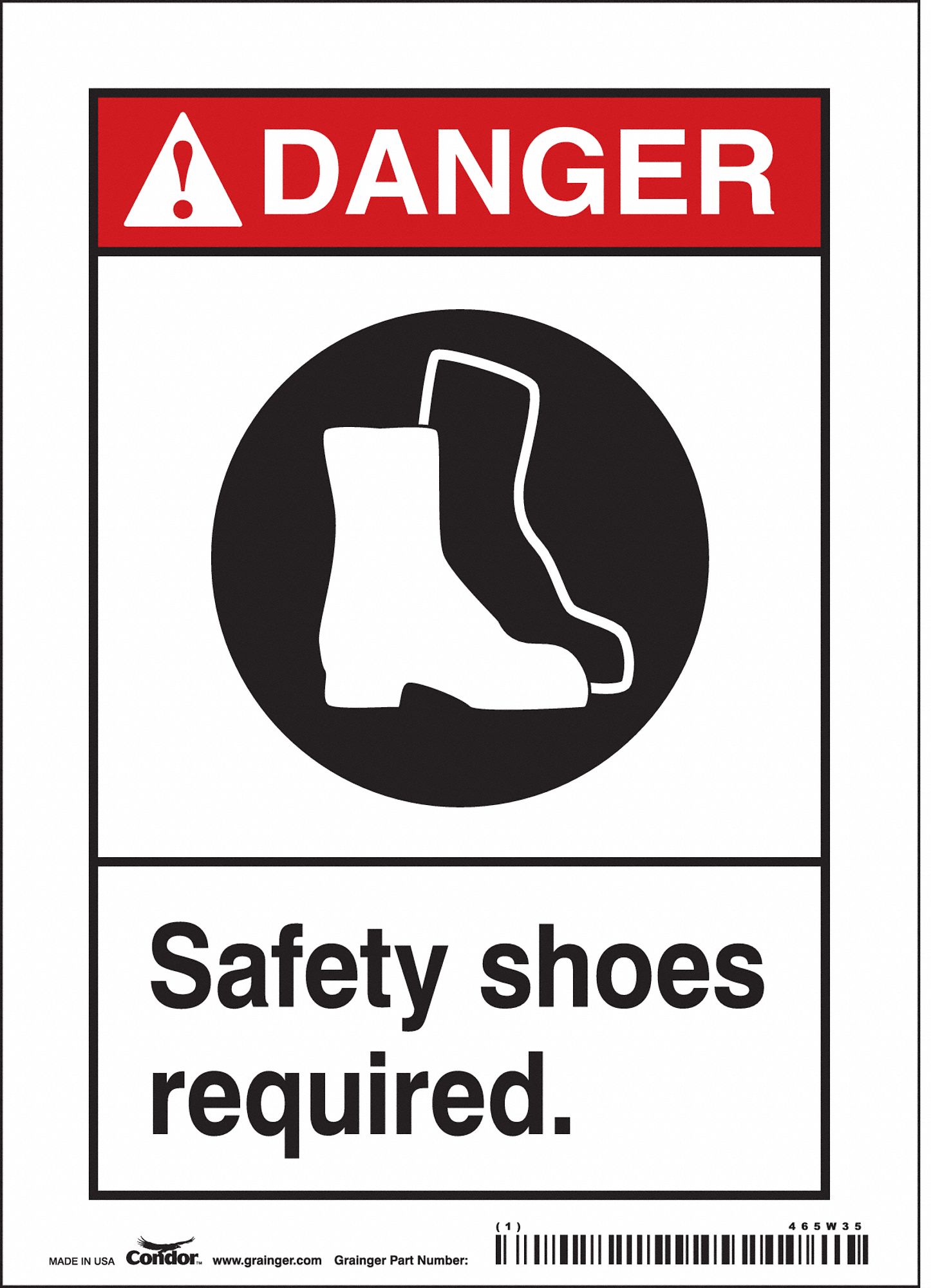 Safety Sign: Vinyl, Adhesive Sign Mounting, 7 in x 5 in Nominal Sign Size, Not Retroreflective