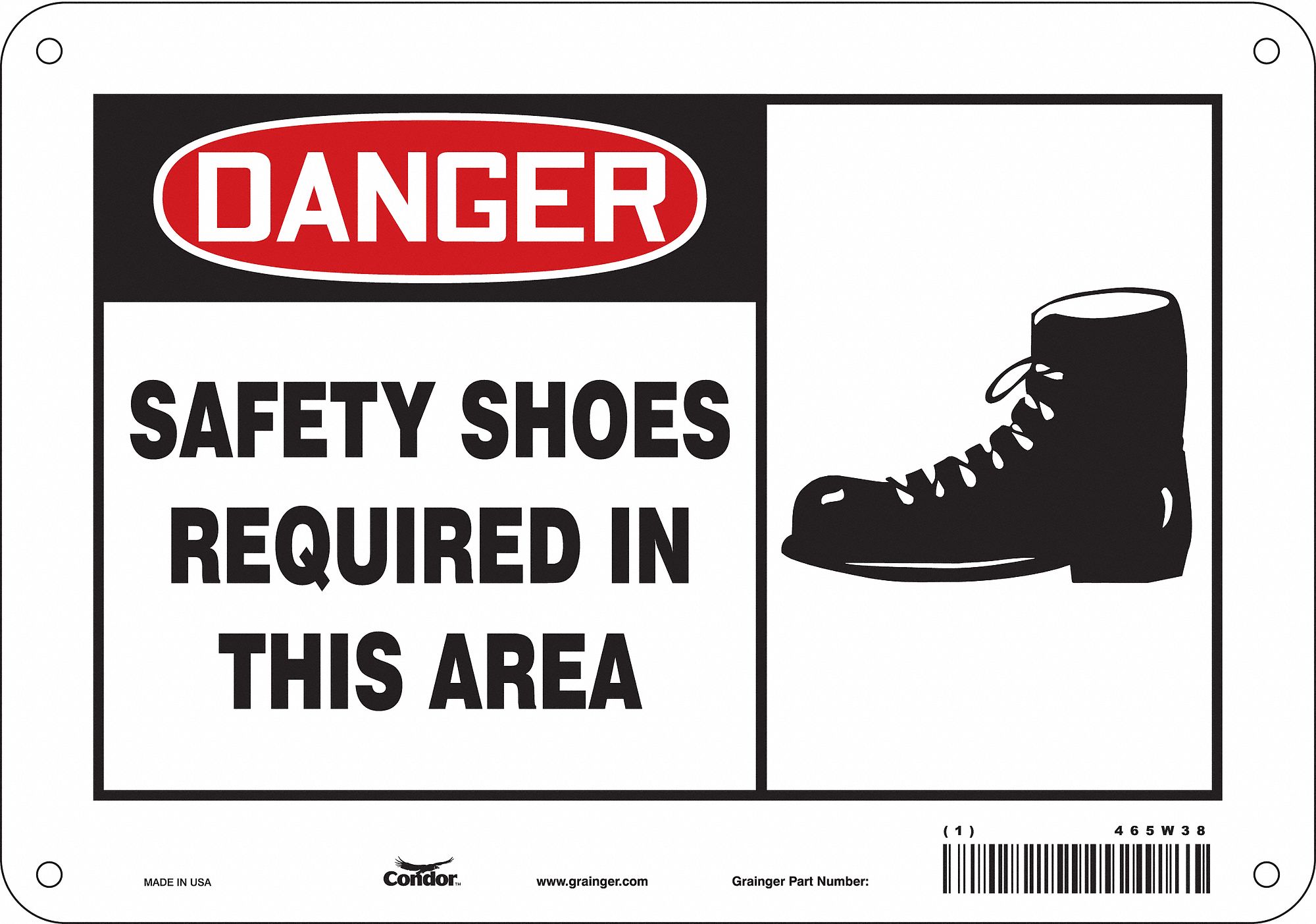 Safety Sign: Aluminum, Mounting Holes Sign Mounting, 7 in x 10 in Nominal Sign Size, 0.032 in Thick