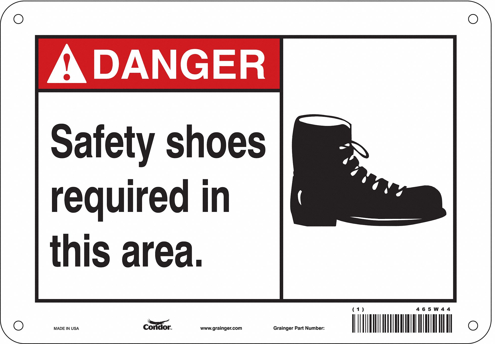 Safety Sign: Aluminum, Mounting Holes Sign Mounting, 7 in x 10 in Nominal Sign Size, 0.032 in Thick