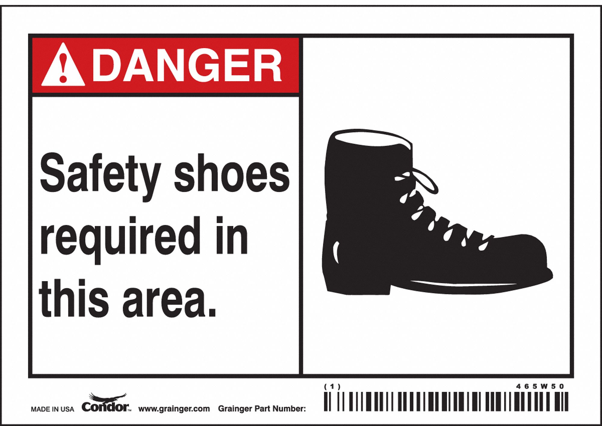 Safety Sign: Vinyl, Adhesive Sign Mounting, 3 1/2 in x 5 in Nominal Sign Size, Not Retroreflective