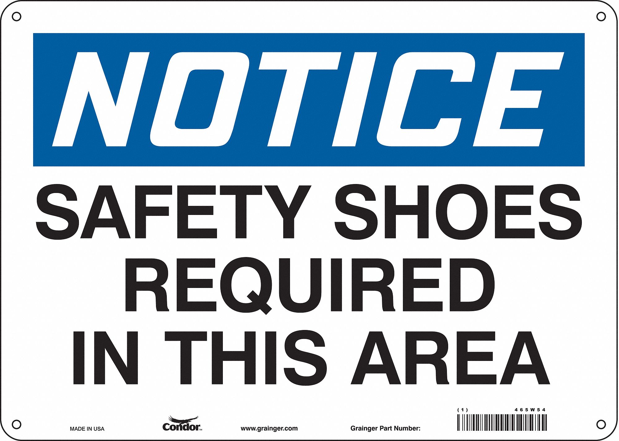 Safety Sign: Aluminum, Mounting Holes Sign Mounting, 10 in x 14 in Nominal Sign Size, 0.032 in Thick