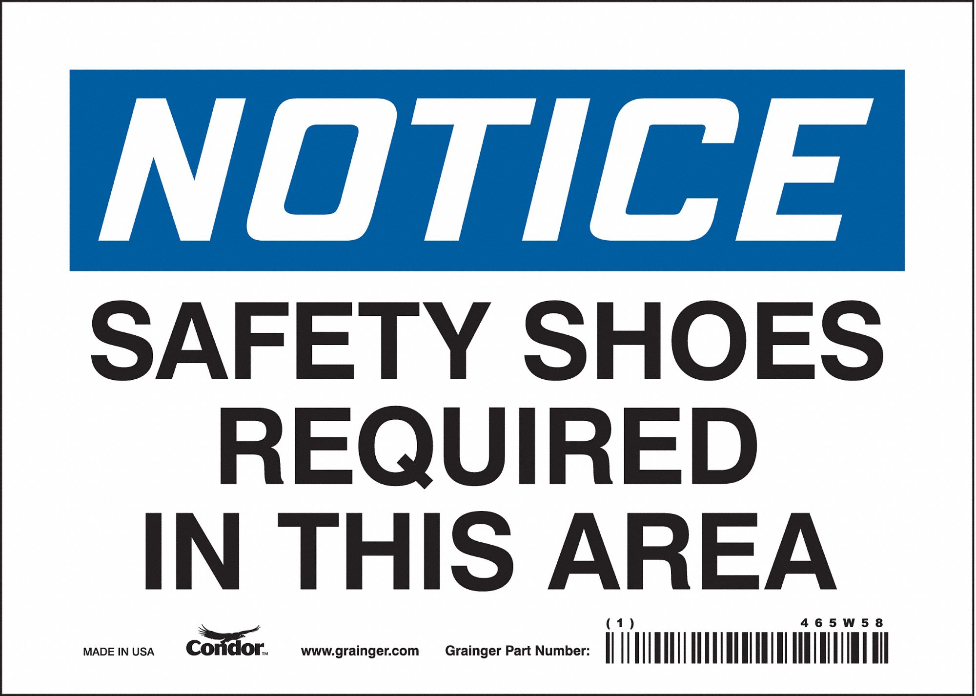 Safety Sign: Vinyl, Adhesive Sign Mounting, 5 in x 7 in Nominal Sign Size, Not Retroreflective, Wall