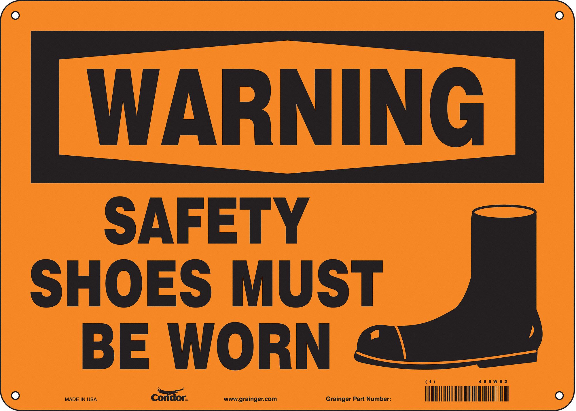 Safety Sign: Polyethylene, Mounting Holes Sign Mounting, 10 in x 14 in Nominal Sign Size, Warning