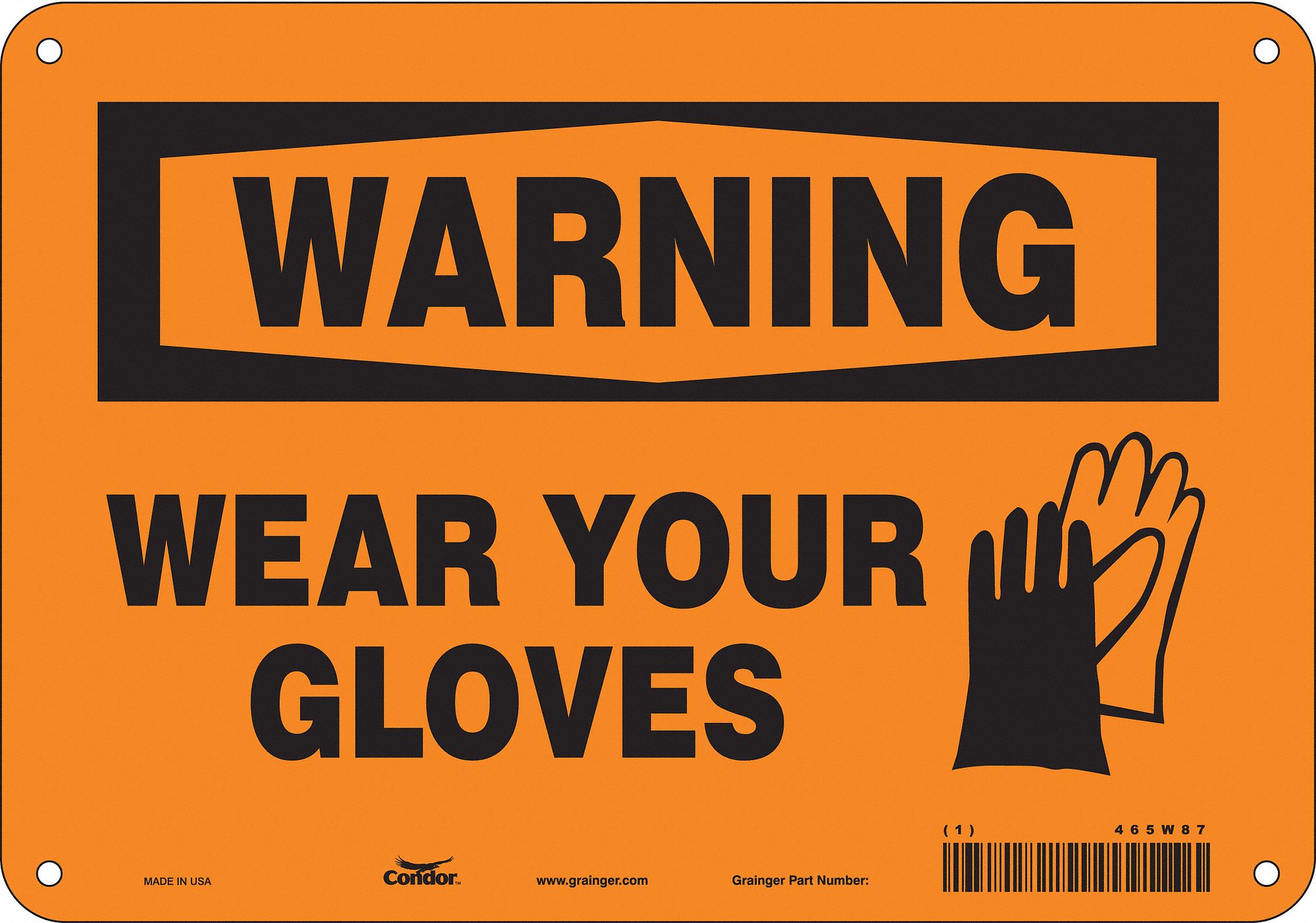 Safety Sign: Polyethylene, Mounting Holes Sign Mounting, 7 in x 10 in Nominal Sign Size, Warning