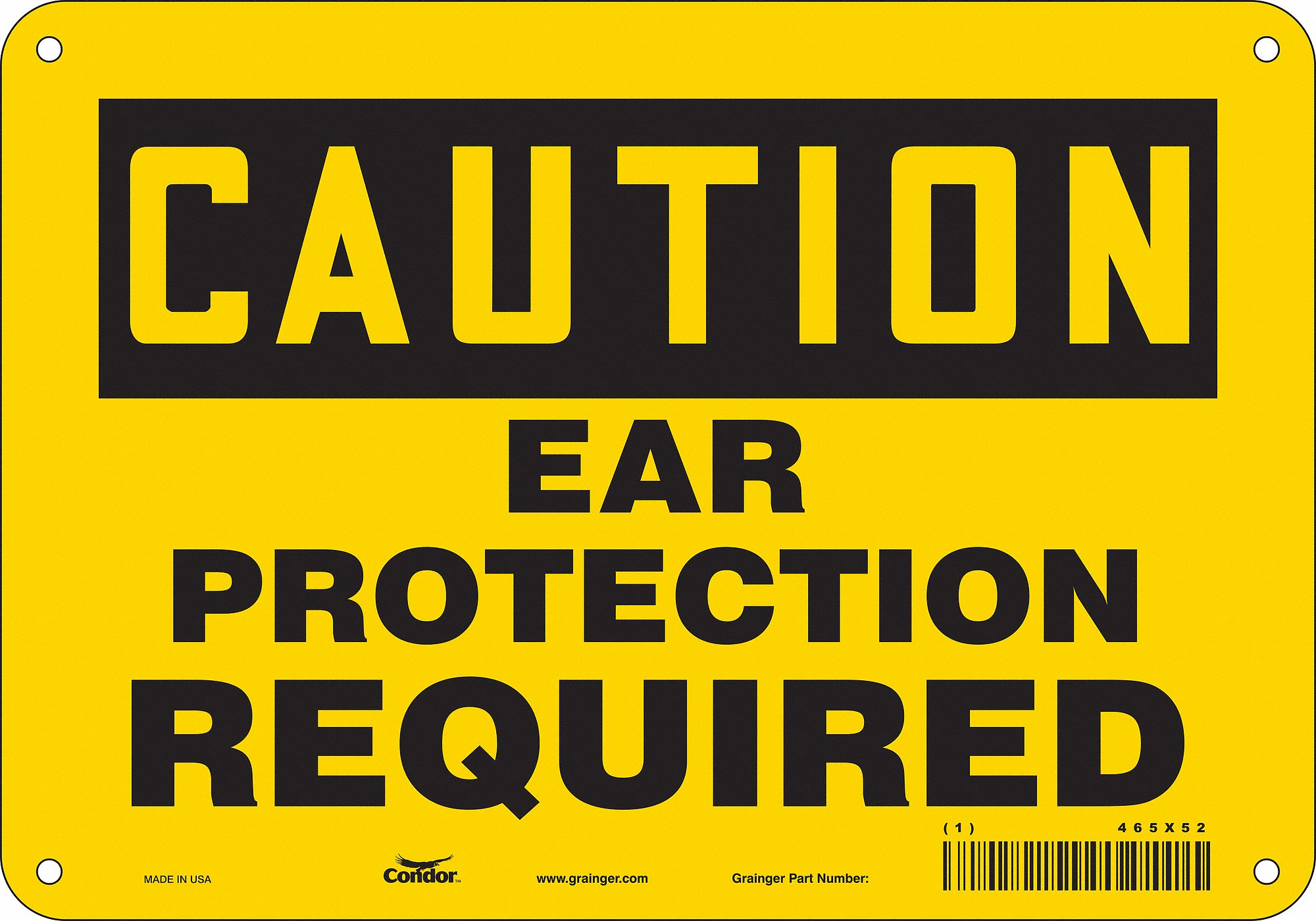 Safety Sign: Polyethylene, Mounting Holes Sign Mounting, 7 in x 10 in Nominal Sign Size, Caution