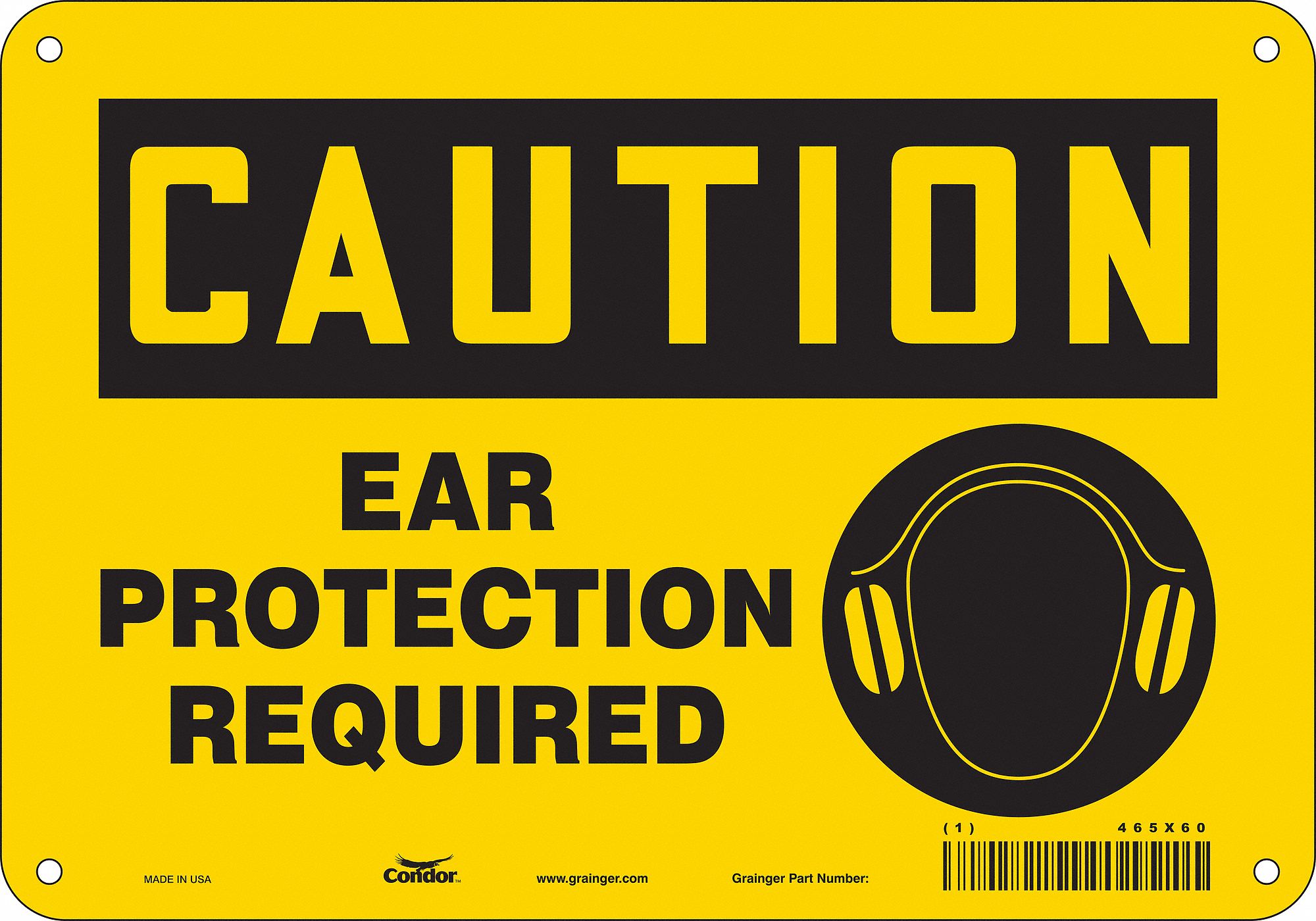 Safety Sign: Polyethylene, Mounting Holes Sign Mounting, 7 in x 10 in Nominal Sign Size, Caution