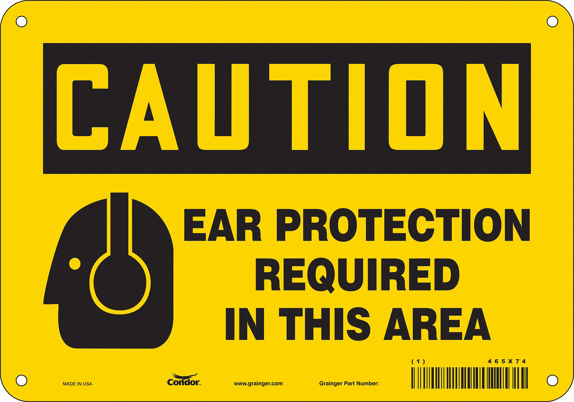 Safety Sign: Polyethylene, Mounting Holes Sign Mounting, 7 in x 10 in Nominal Sign Size, Caution