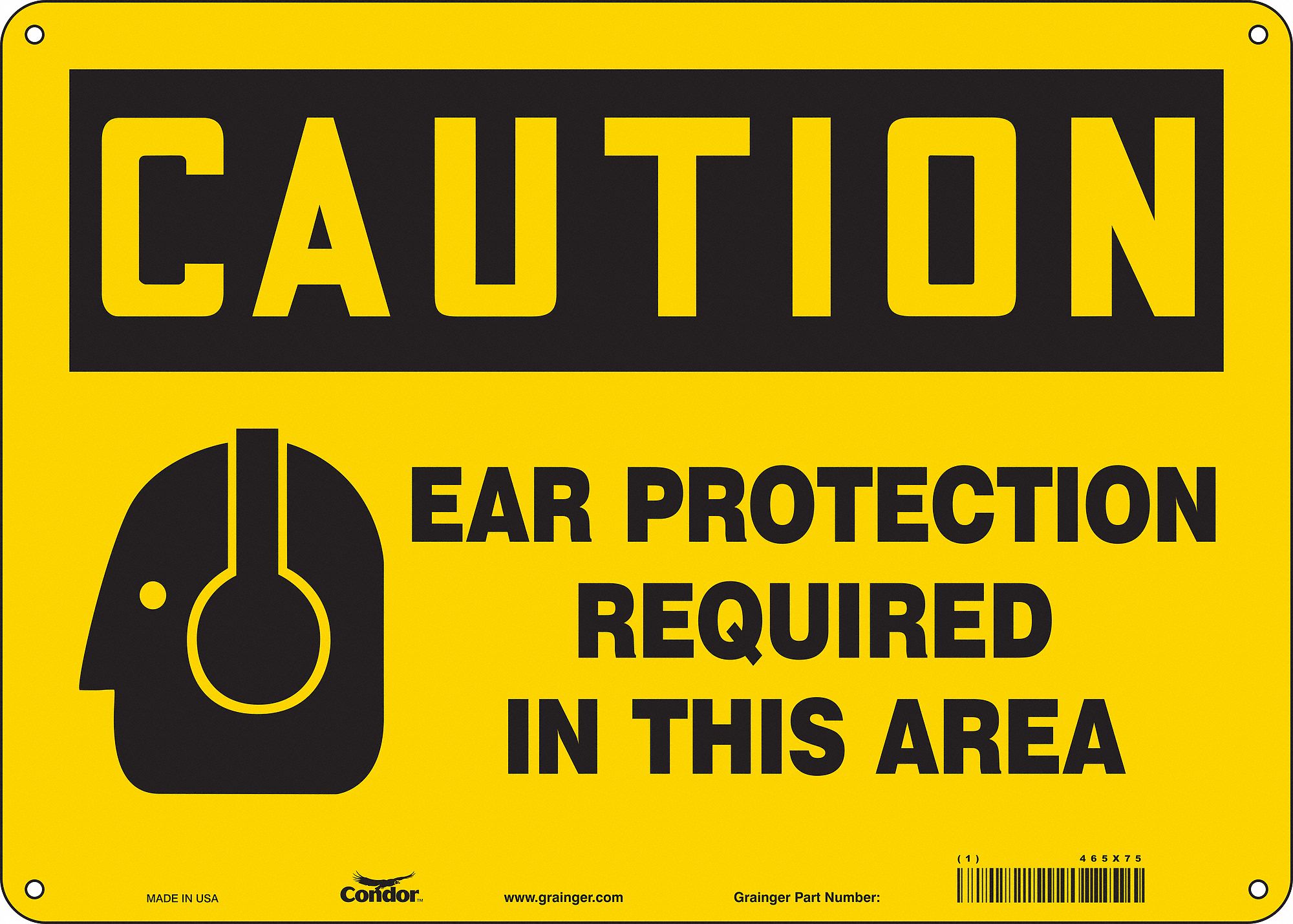Safety Sign: Polyethylene, Mounting Holes Sign Mounting, 10 in x 14 in Nominal Sign Size, Caution
