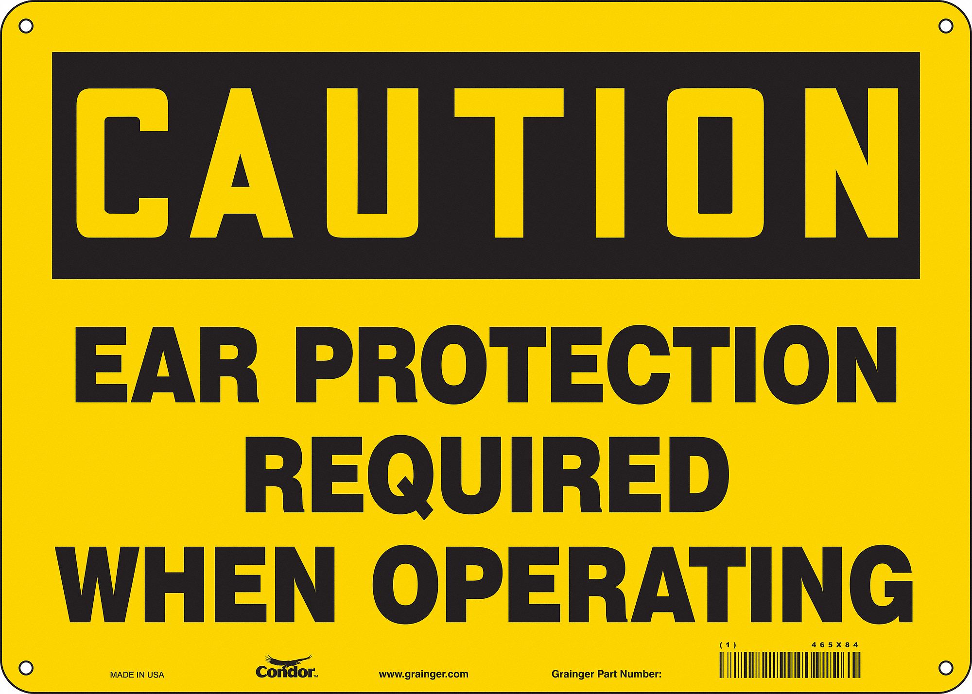 Safety Sign: Polyethylene, Mounting Holes Sign Mounting, 10 in x 14 in Nominal Sign Size, Caution