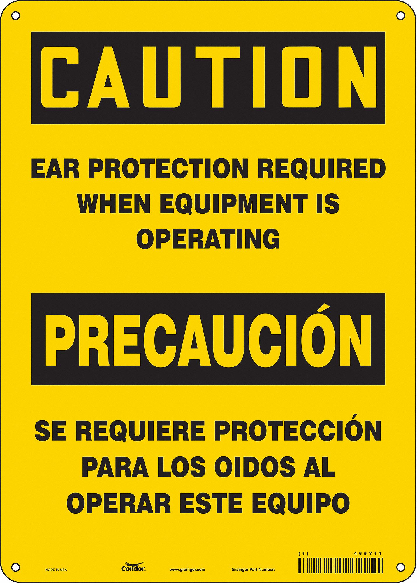 Safety Sign: Polyethylene, Mounting Holes Sign Mounting, 14 in x 10 in Nominal Sign Size, Wall