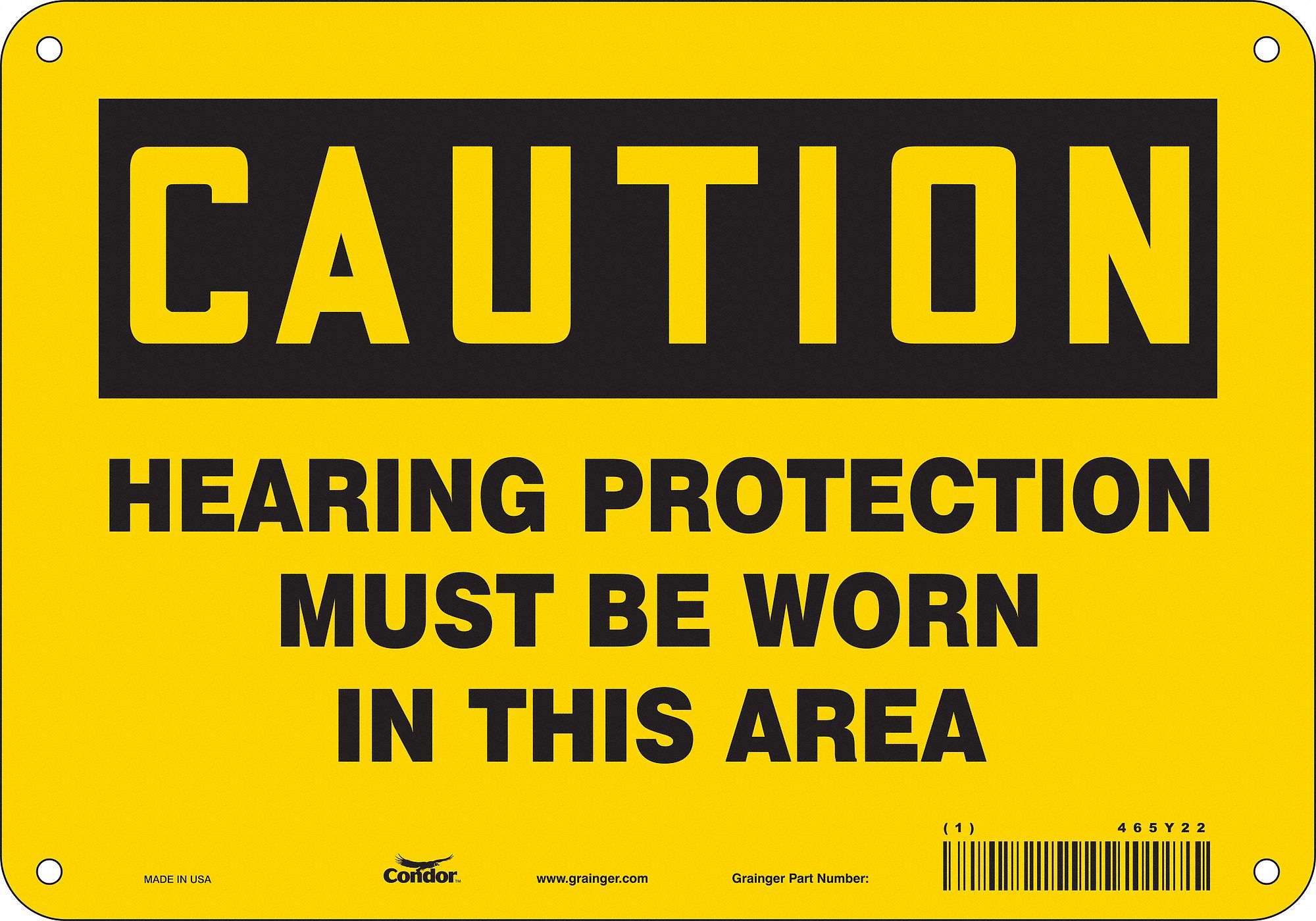 Safety Sign: Polyethylene, Mounting Holes Sign Mounting, 7 in x 10 in Nominal Sign Size, Caution