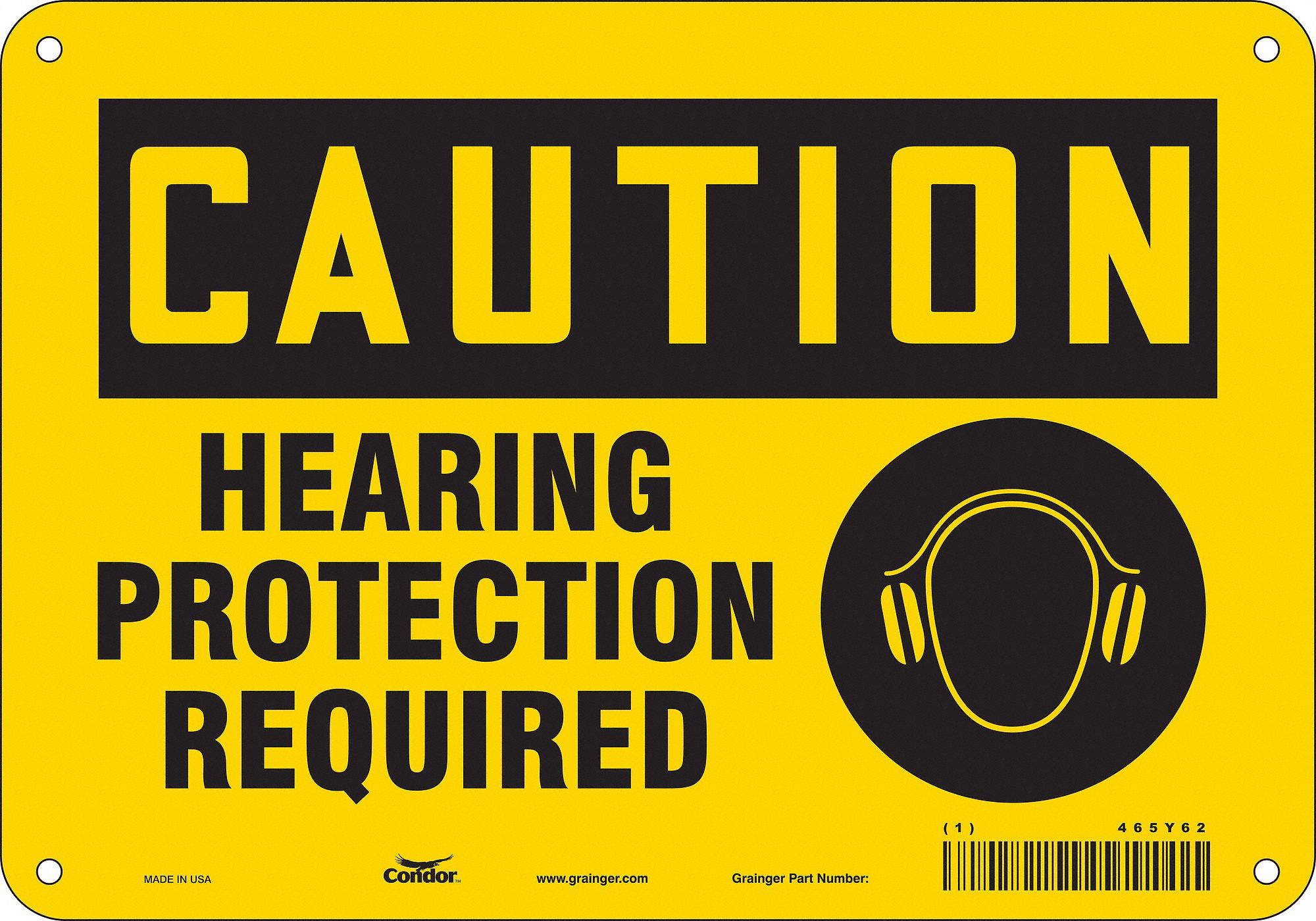Safety Sign: Polyethylene, Mounting Holes Sign Mounting, 7 in x 10 in Nominal Sign Size, Caution