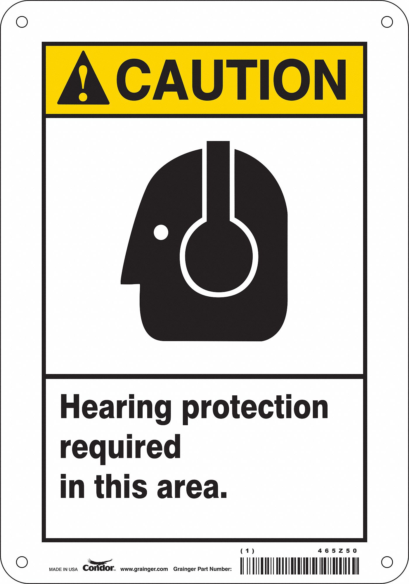 Safety Sign: Polyethylene, Mounting Holes Sign Mounting, 10 in x 7 in Nominal Sign Size, Caution