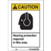 Caution: Hearing Protection Required In This Area. Signs