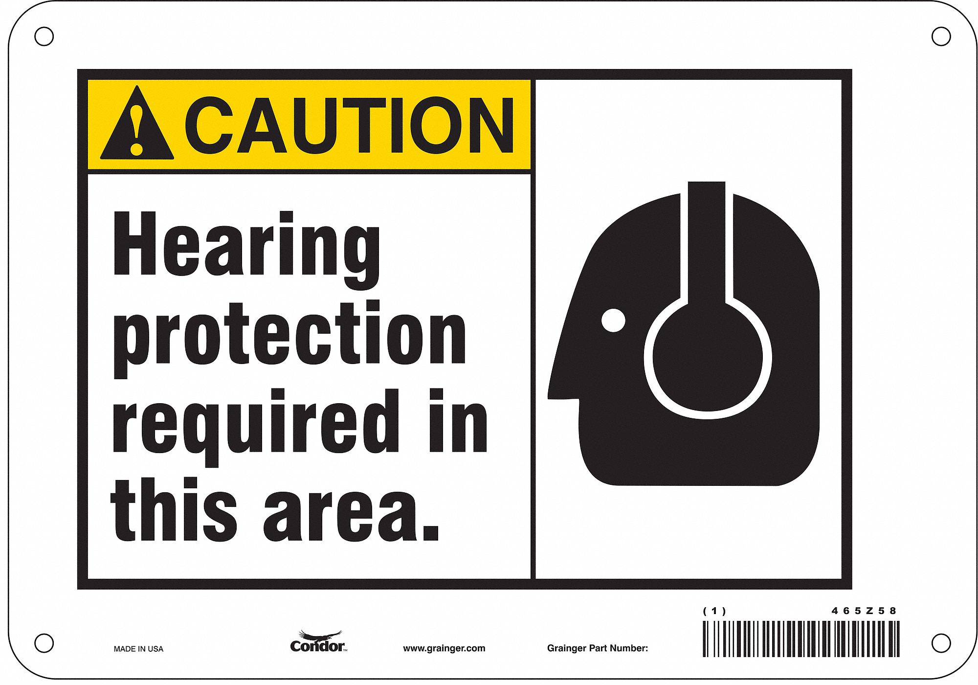 Safety Sign: Polyethylene, Mounting Holes Sign Mounting, 7 in x 10 in Nominal Sign Size, Caution