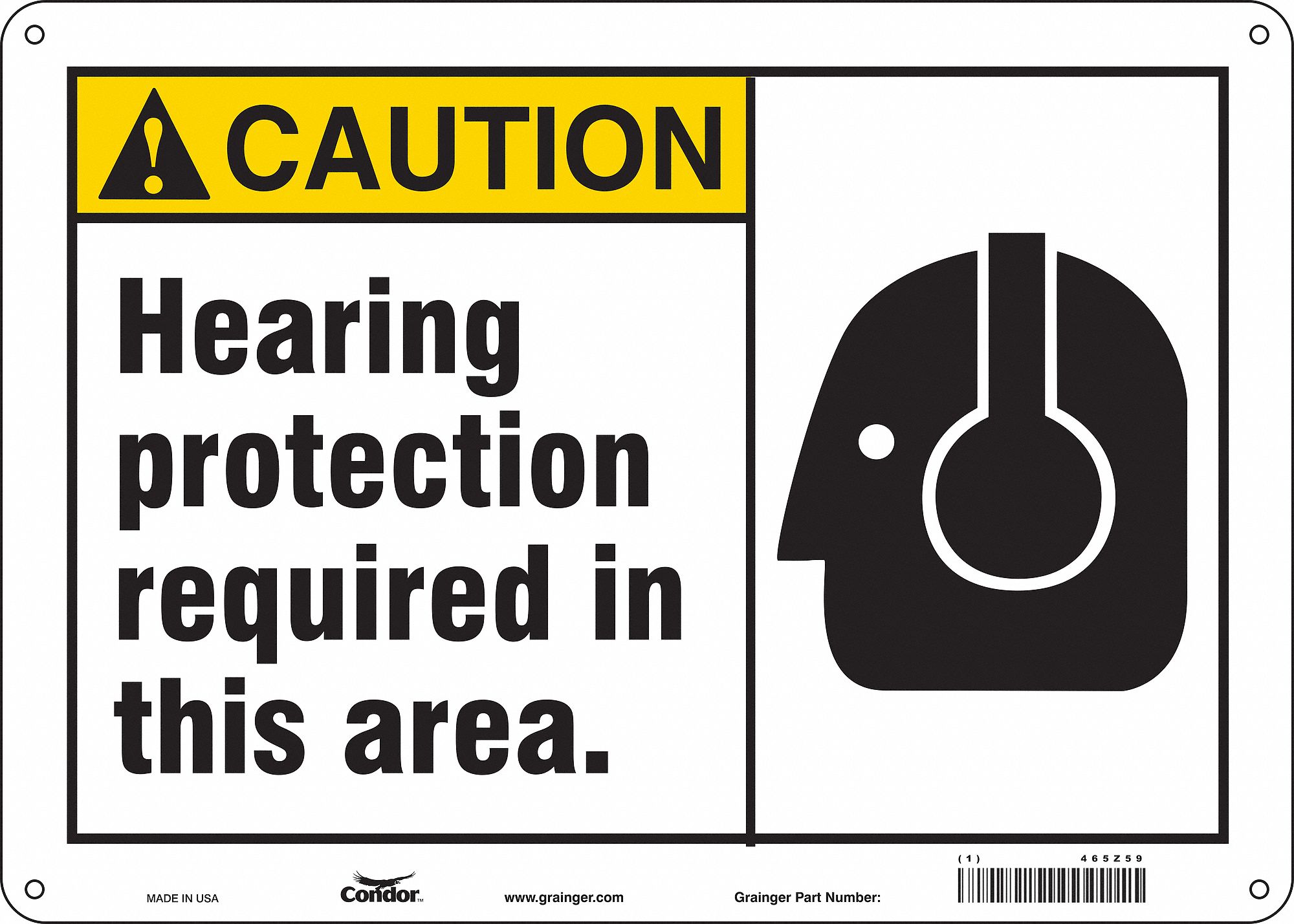 Safety Sign: Polyethylene, Mounting Holes Sign Mounting, 10 in x 14 in Nominal Sign Size, Caution