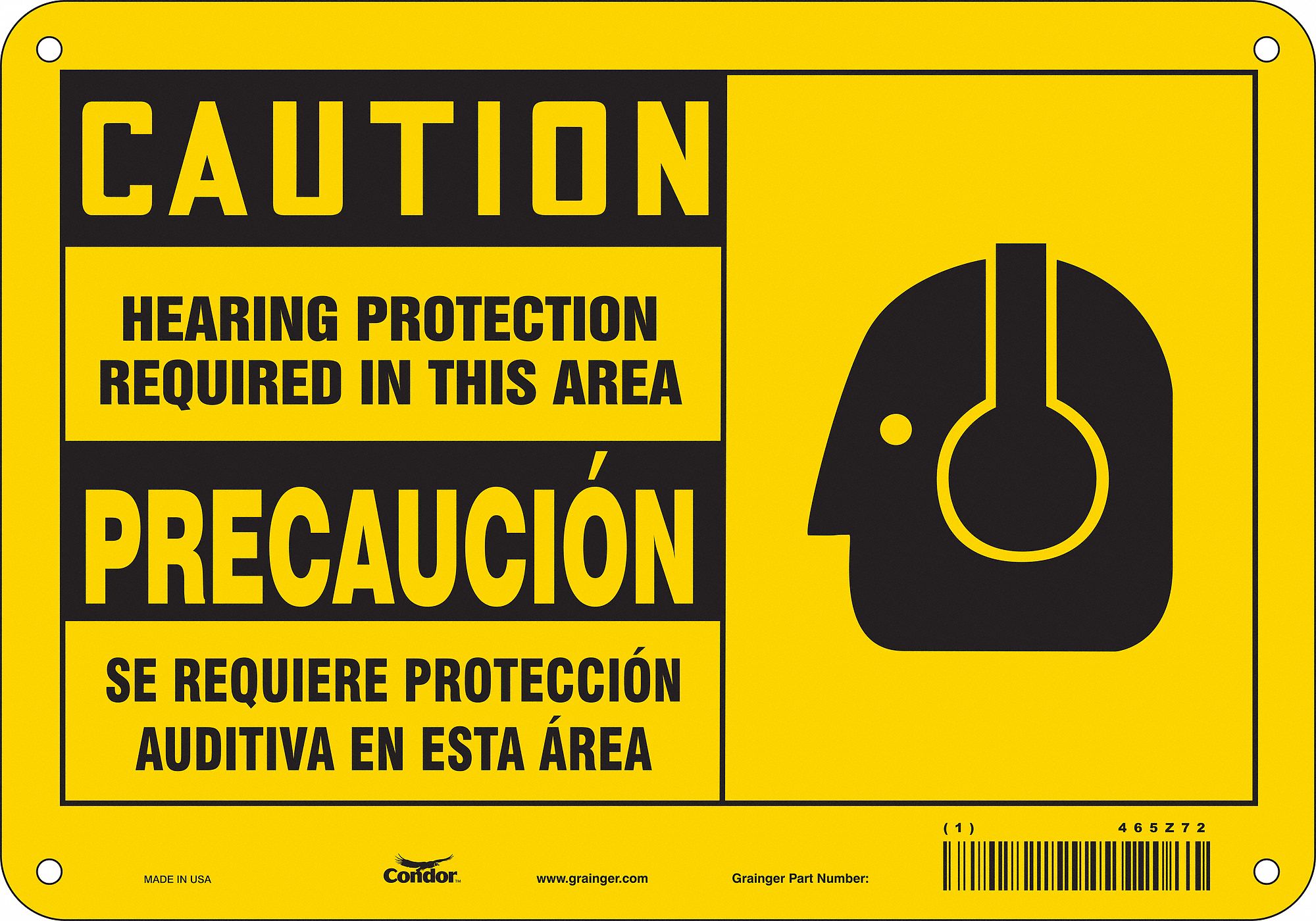 Safety Sign: Polyethylene, Mounting Holes Sign Mounting, 7 in x 10 in Nominal Sign Size, Wall