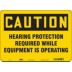 Caution: Hearing Protection Required While Equipment Is Operating Signs