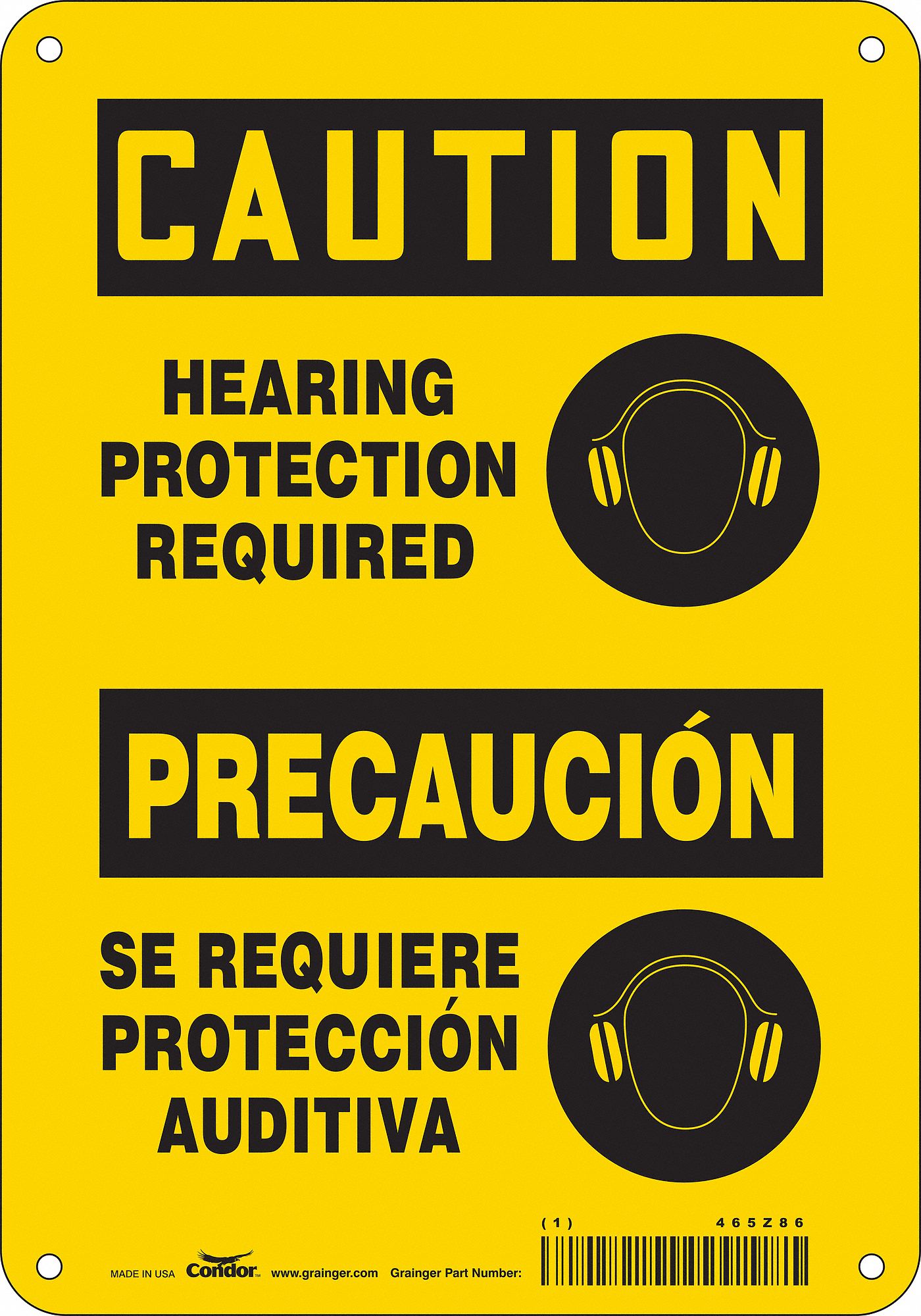 Safety Sign: Polyethylene, Mounting Holes Sign Mounting, 10 in x 7 in Nominal Sign Size, Wall