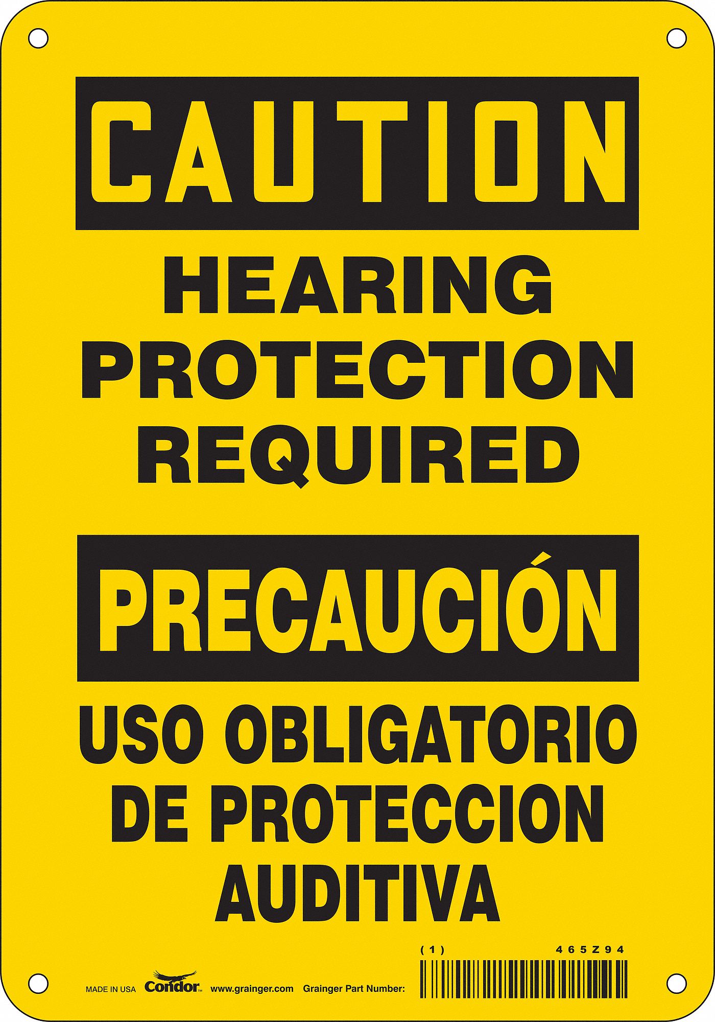 Safety Sign: Aluminum, Mounting Holes Sign Mounting, 10 in x 7 in Nominal Sign Size, 0.032 in Thick